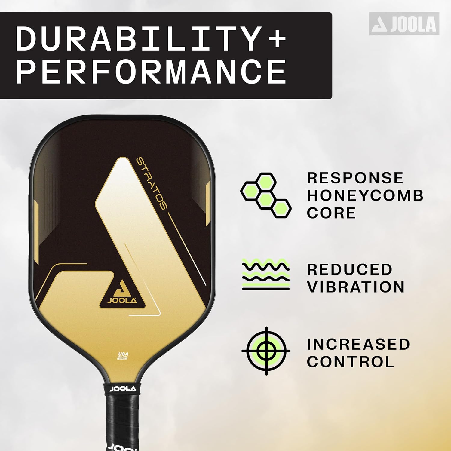 JOOLA Stratos Pickleball Paddle – Lightweight Fiberglass with Polypropylene Core - USAPA Approved - Large Sweet Spot for Added Control - Pickle Ball Paddle for All Players - Multiple Color Options