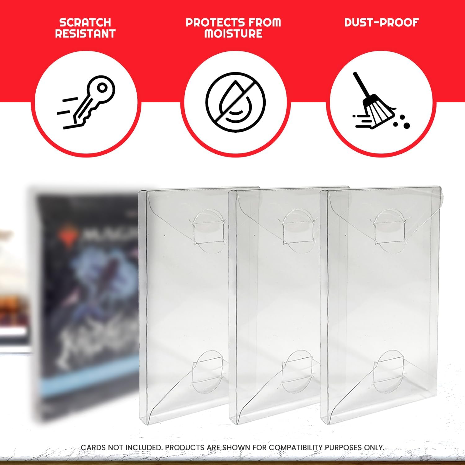EVORETRO Booster Pack Protector - Trading Card Case Envelope Compatible for Single Pokemon Booster Pack - 0.35MM Thick Plastic PET for MTG, Yu-Gi-Oh, Sports Card Booster Pack Case (10 Pack)