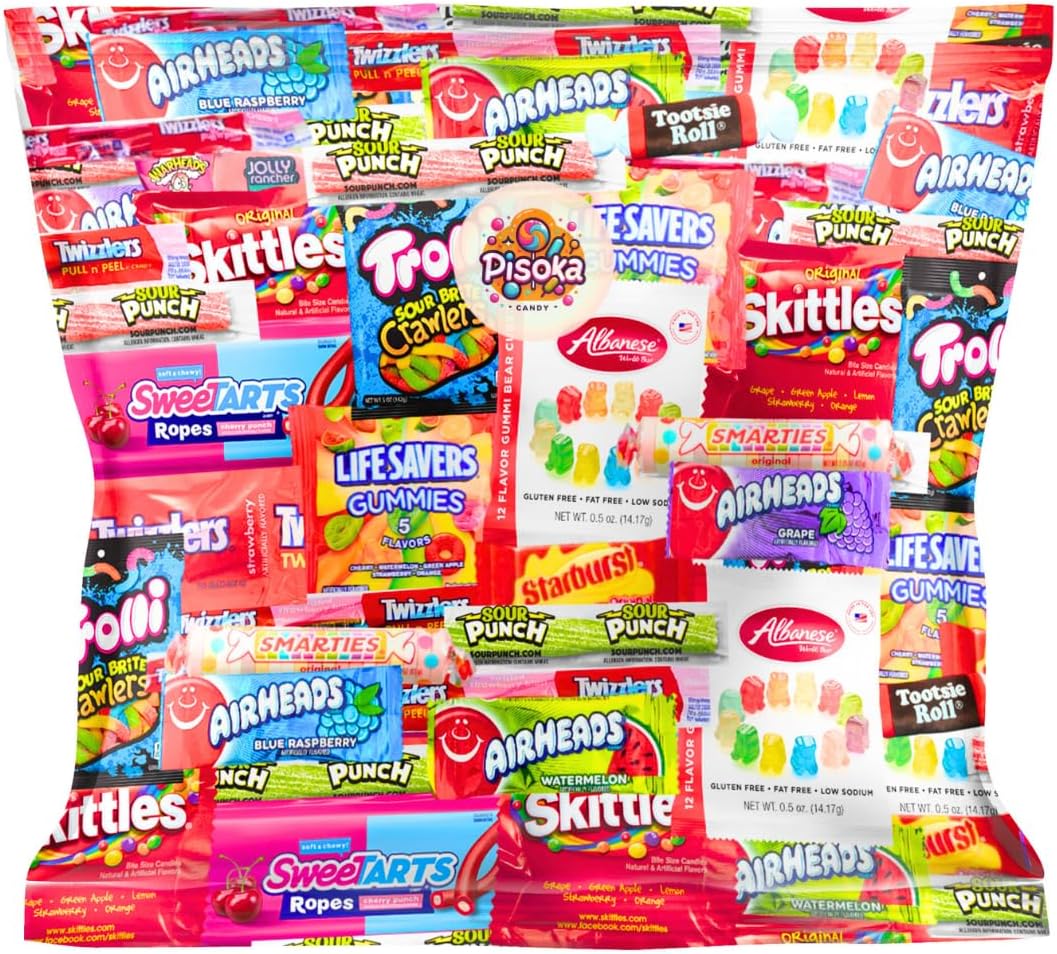 Assorted Candy Mix - Variety Pack of Gummies, Sour Candy, and Chewy Treats - Perfect for Parties, Pinatas, and Snacking (4 LB)