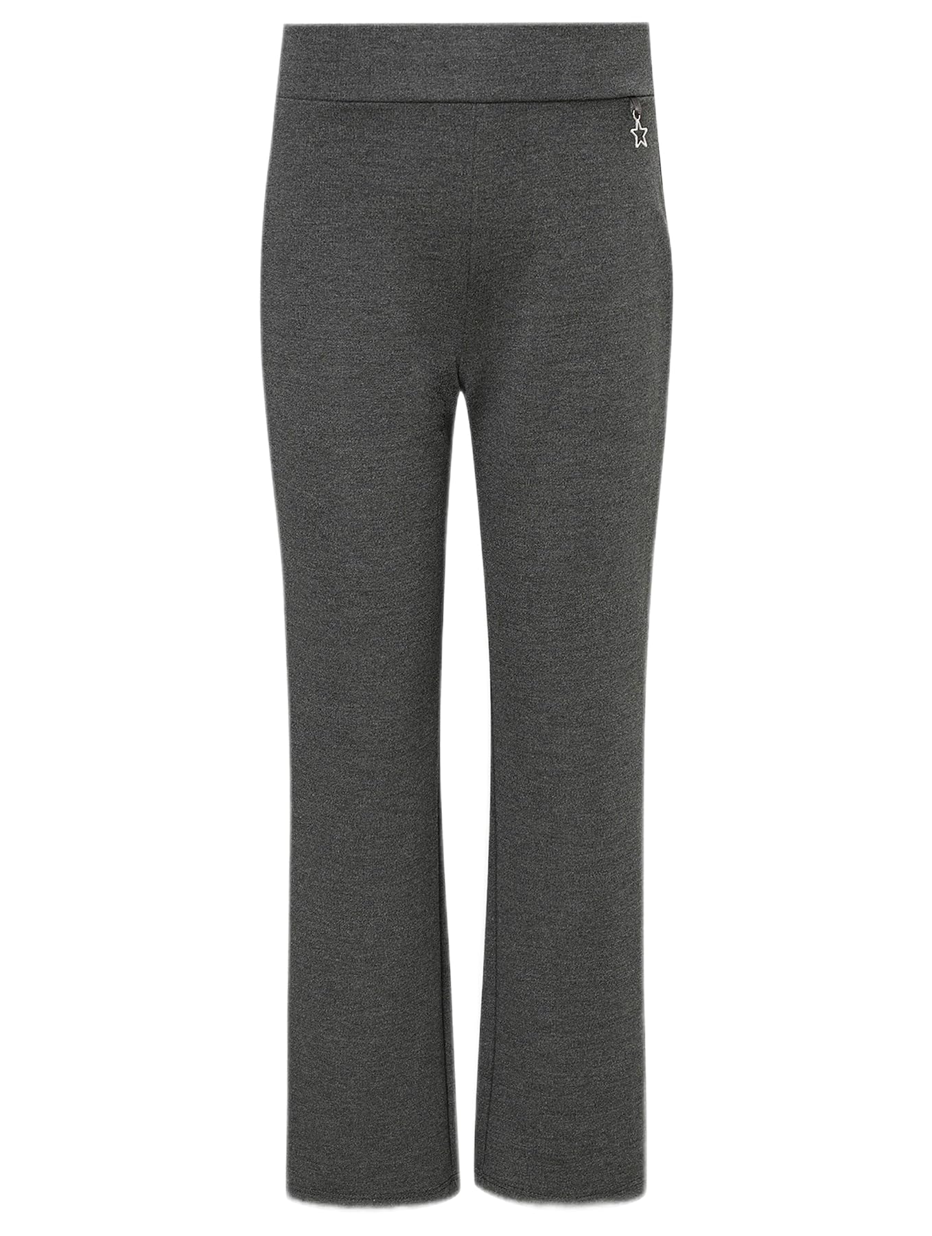 Girls Jersey Pull Up School Trousers School Uniform Heart Pendant Ages 3-18y Grey