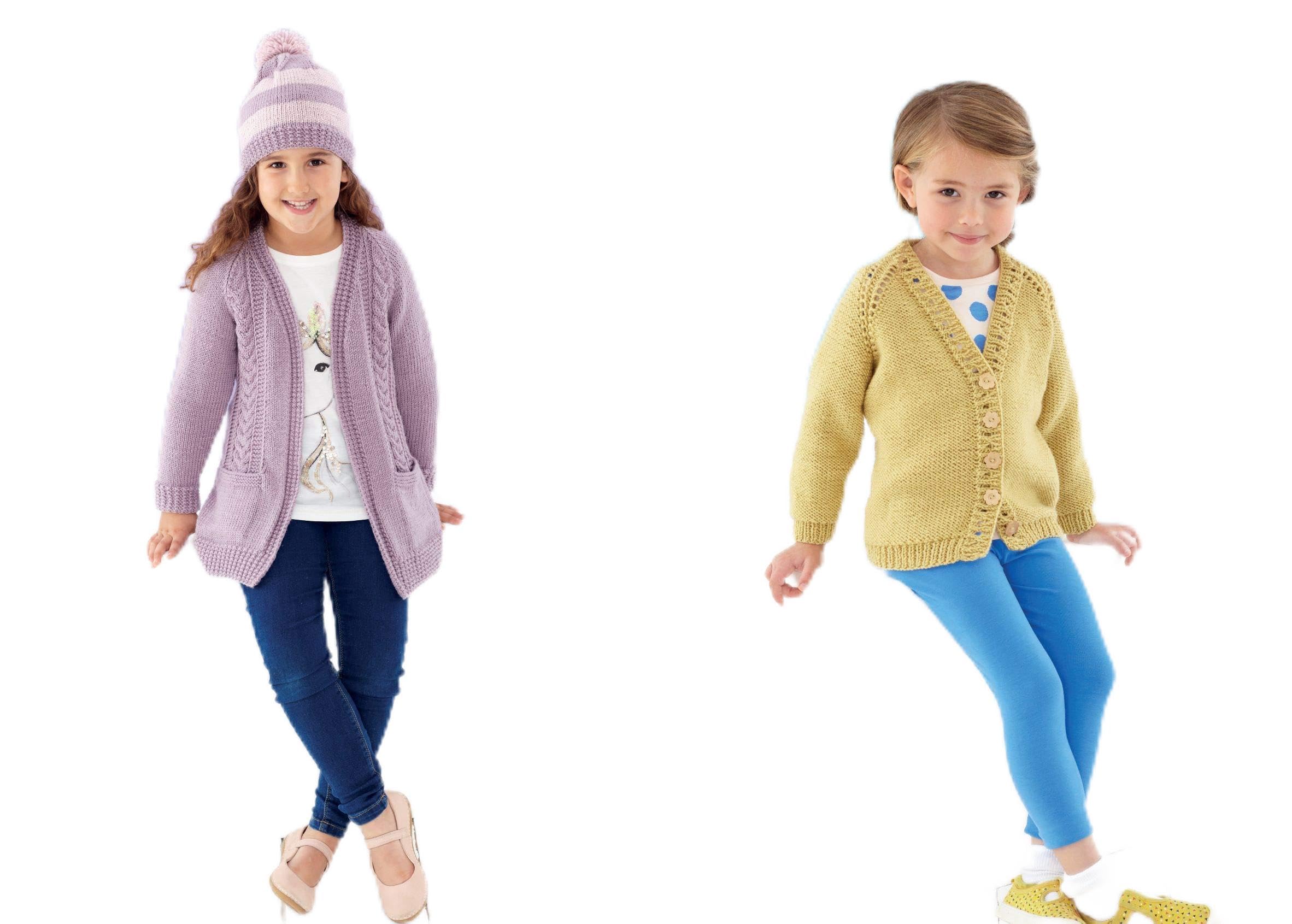 King Cole Cherished DK Knitting Pattern 5586 - Easy Cardigans, Headwear Pattern - 1-11 Years