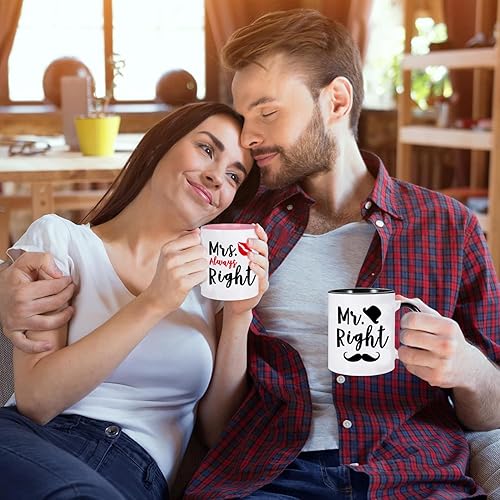 Miniatura 4 de LOZACHE Mr Right and Mrs Always Right - Juego de tazas de café, regalos de boda para novia y novio, regalos de aniversario para padres, regalos para