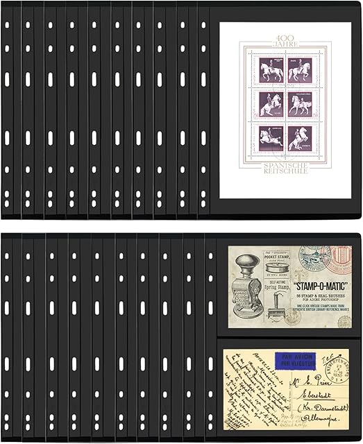 MUQING Stamp Collecting Storage Supplies, 20 Sheets Stamp Pages Sleeves for Stamp Album Binder, Toughness Not Easy to Creak (1 and 2 Rows)