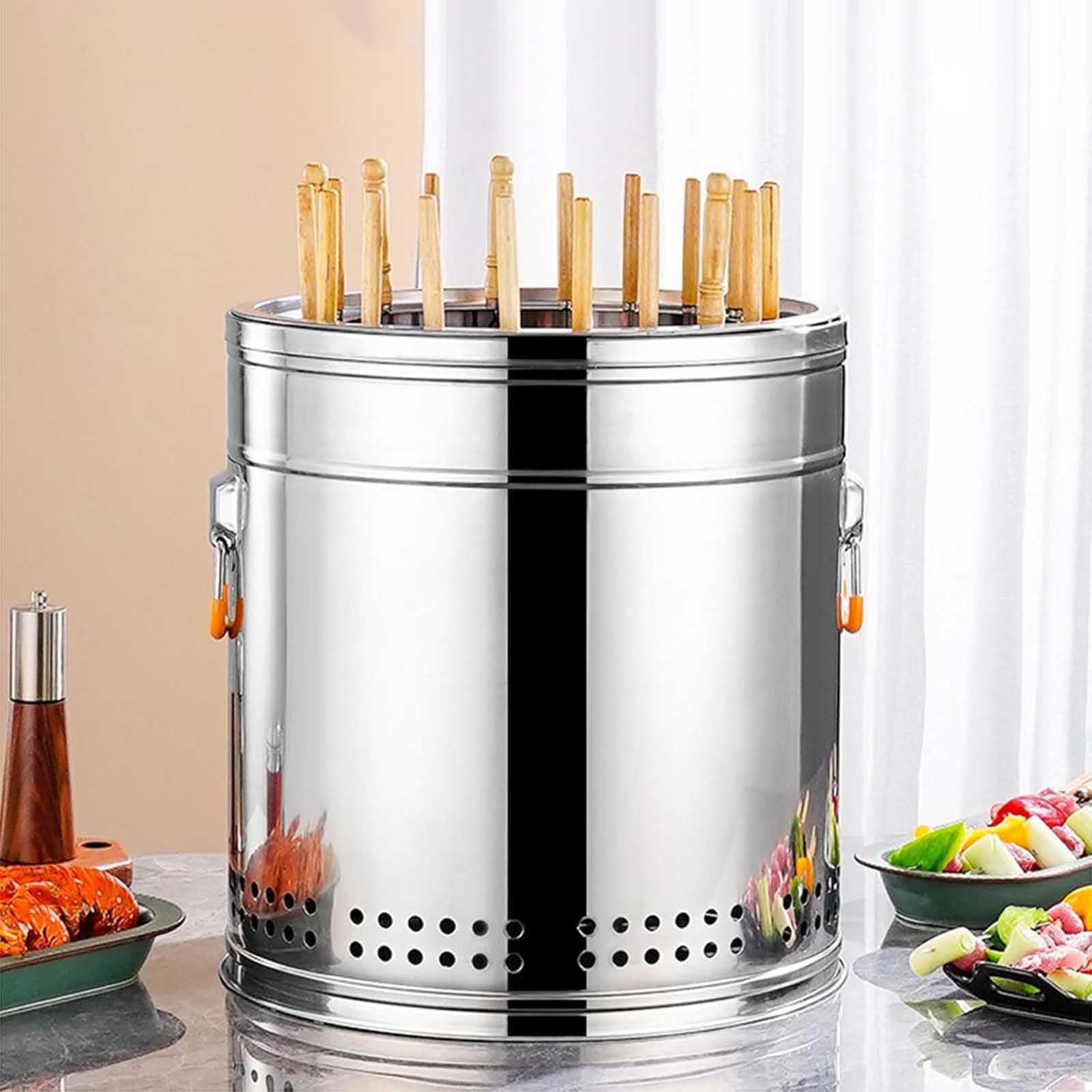 Barbecue a carbonella con 30 spiedini, design da appendere, grande capacità, in acciaio inox, per barbecue e brasatura