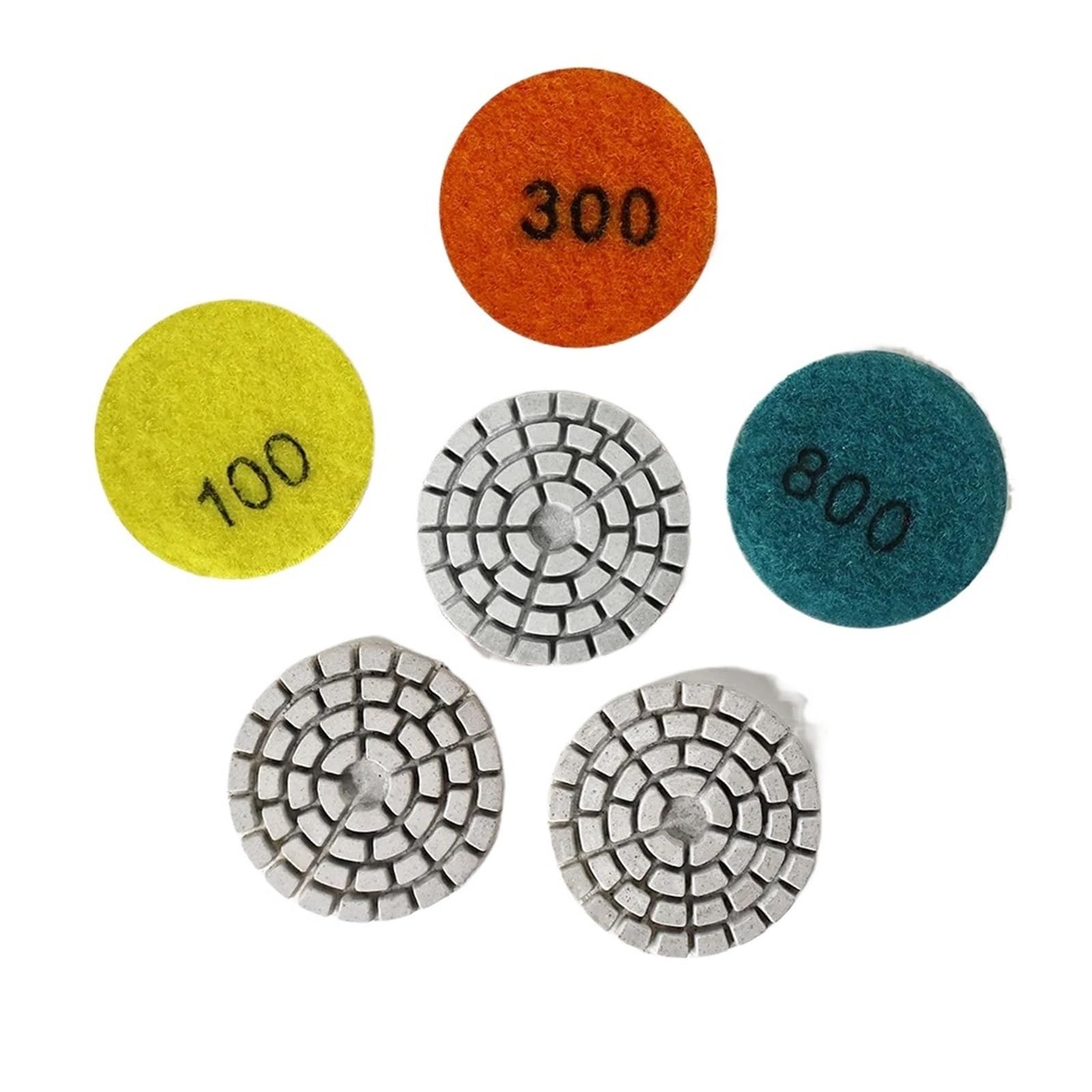 Tampon de polissage humide for résine de granit, roue Flexible for disque de marbre, 2 pouces, 50mm, 8 pièces(3000_8 GRITS MIXED_2INCH 50MM)