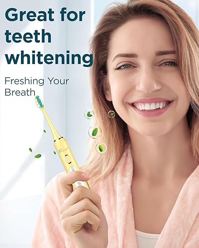 Miniatura 59 de Rtauys - Cepillo de dientes eléctrico y sónico M5 para adultos y adolescentes, con 8 cabezales de cepillo, de alta potencia, con estuche de viaje, 3