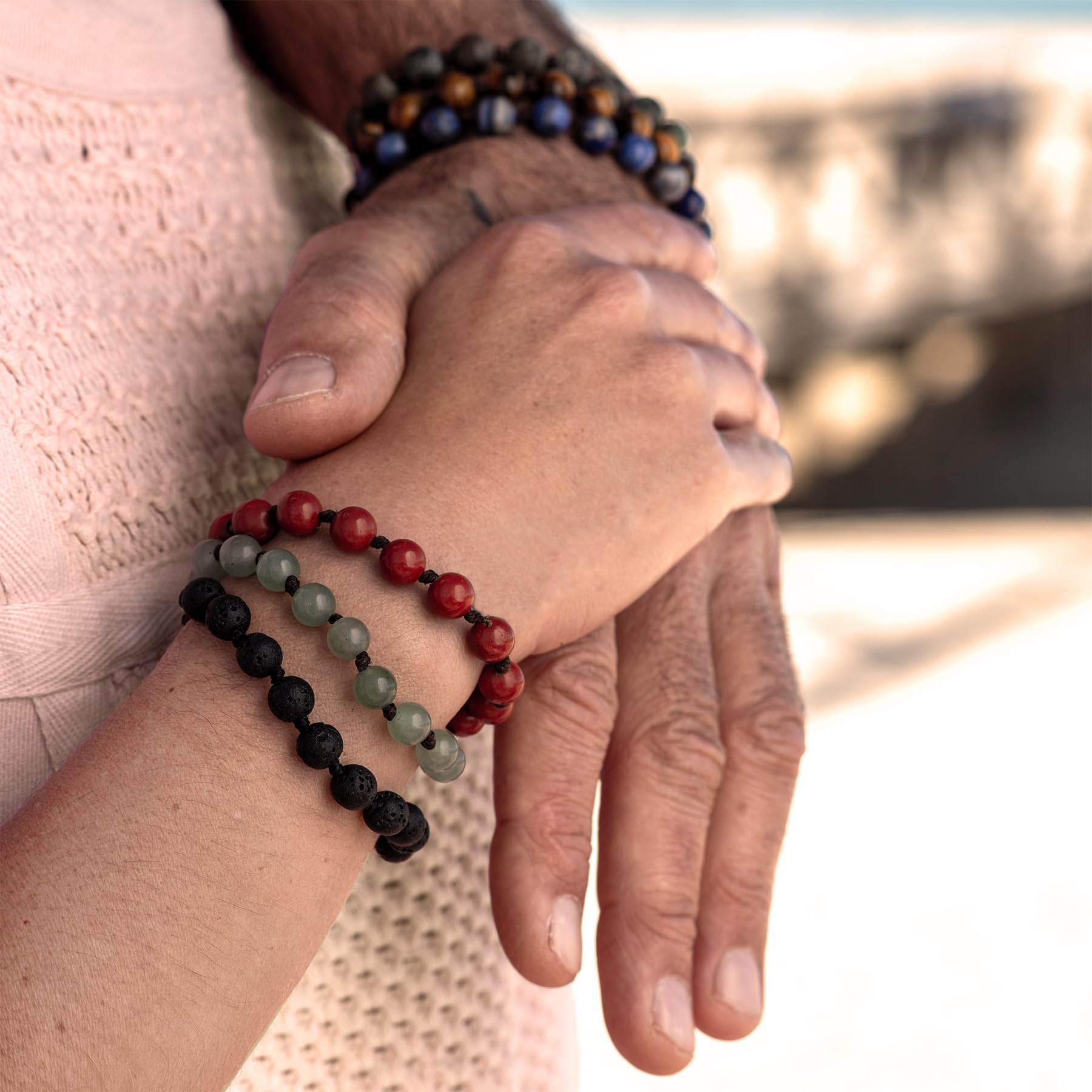 Pulseras de piedra natural unisex ajustables para hombre y mujer