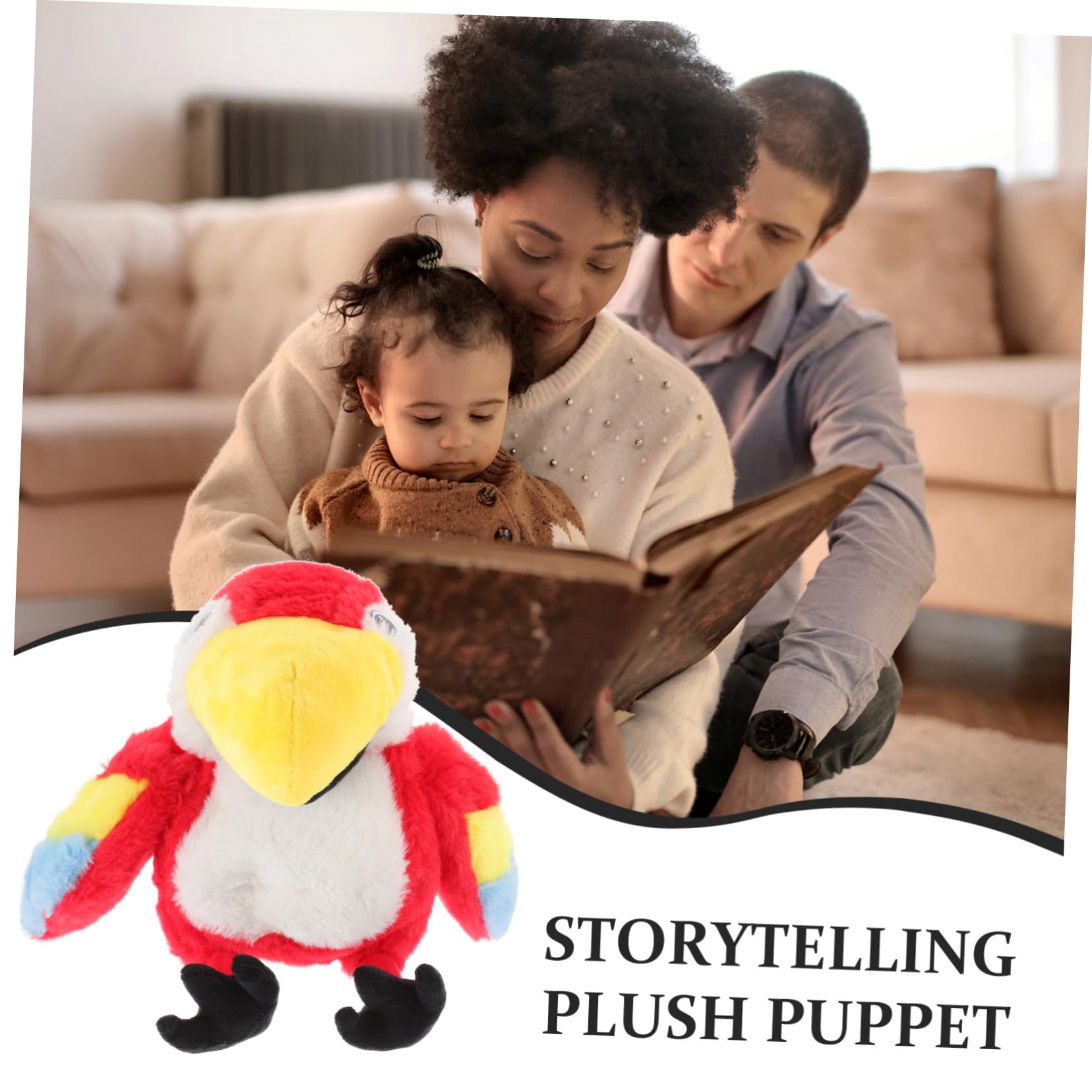 minkissy Marioneta Mano Interactiva Loro de Peluche para Educación Temprana Juguete Didáctico para Muñeco de Mano con Boca Móvil para Aprendizaje Casa o Jardín Infantil