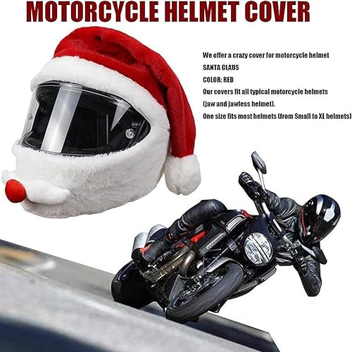 Miniatura 3 de Christmas Santa Motorcycle Helmet Cover Nativity Helmet Cover, Santa Claus Xmas Hat Decoration Plush Scratch Proof Motorcycle Helmet Hat for