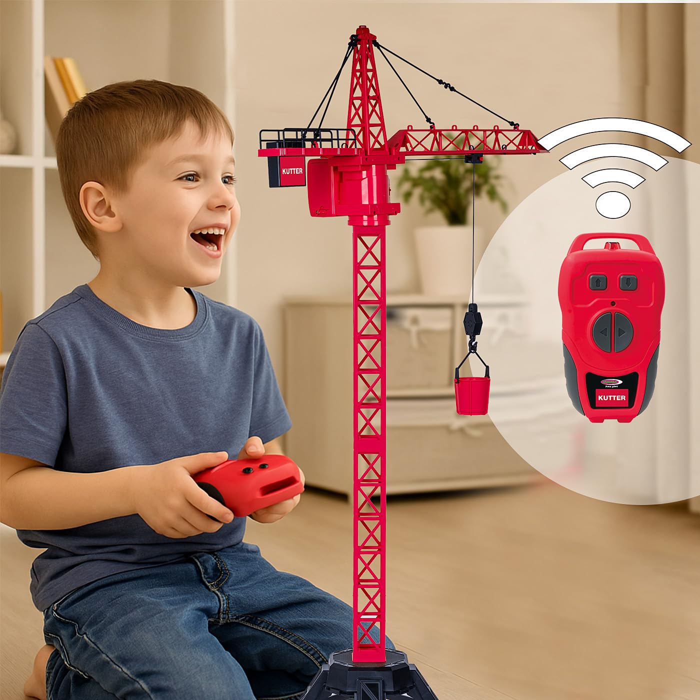 JAMARA 406321 Grúa giratoria XL 99 IR, grúa a Partir de 6 años, Juguete para niños teledirigido con Mando a Distancia, Idea de Regalo para niños, Gancho de Carga Arriba/Abajo, Giro sin Fin de Torre