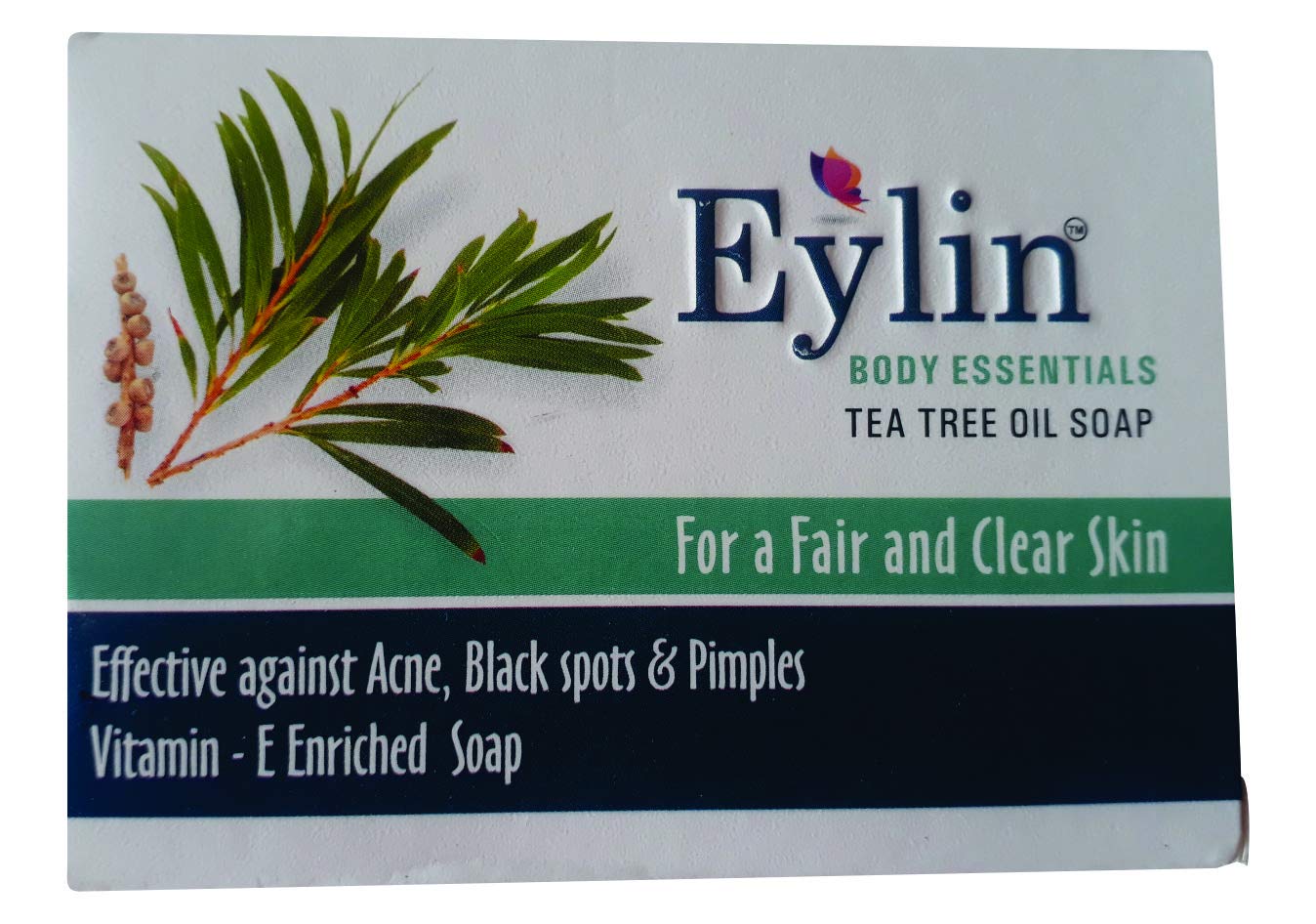 Eylin Personal Care Anti acne Pimple Removal Soap Enriched with Tea Tree Oil 75 gms, Pack of 3 soaps. Total 225gms