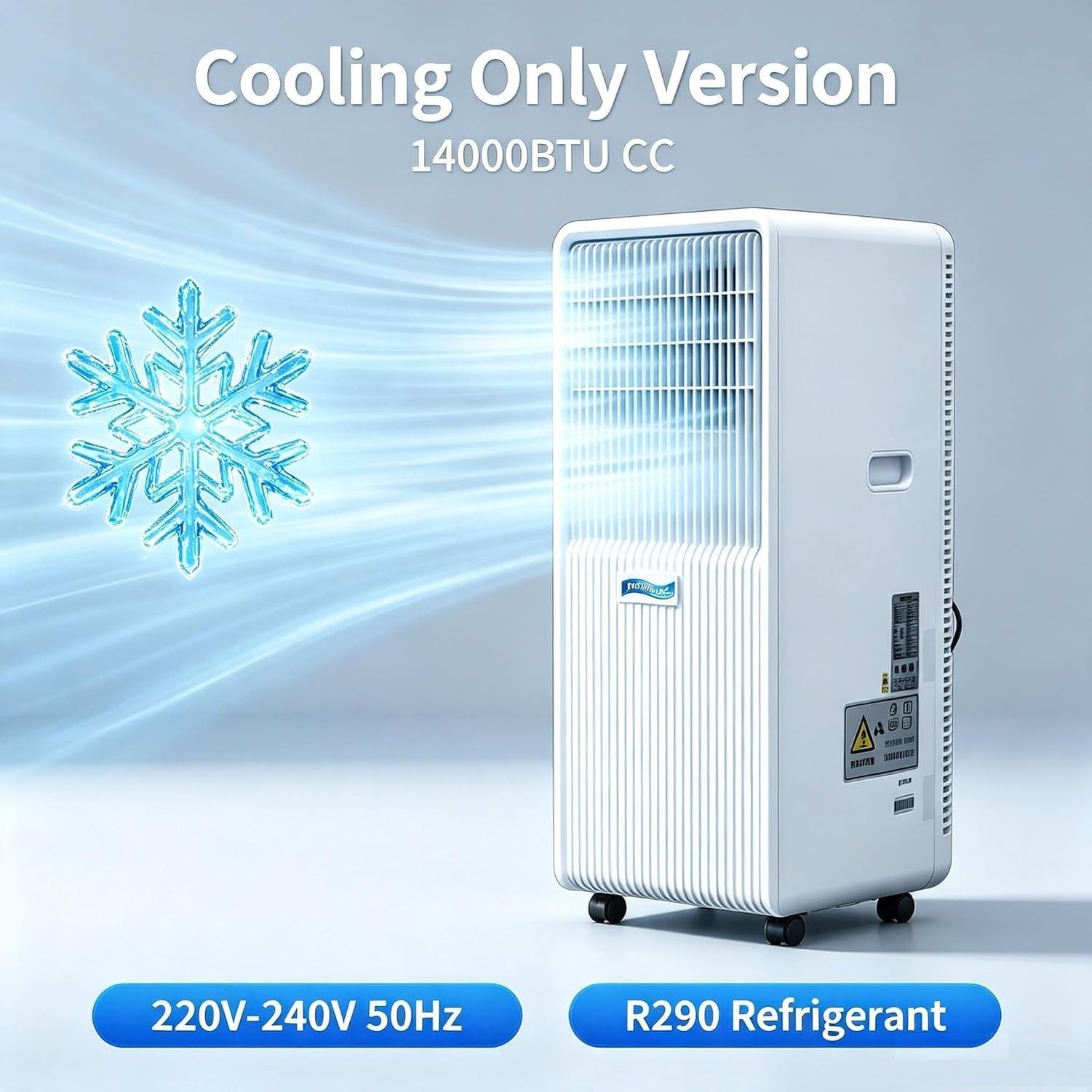 Aire Acondicionado Portátil 9000 BTU con Mando a Distancia, Temporizador 24H, Modo Sueño, Kit de Ventana y 3 Modos para Hogar y Oficina, 14000 BTU, 14000 BTU