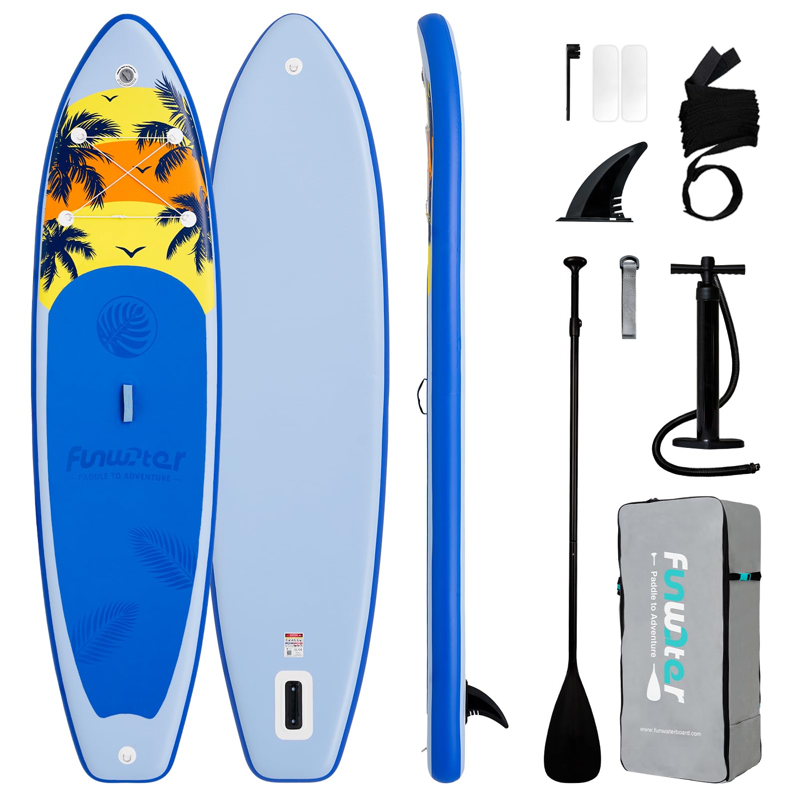 FunWater Inflatable Paddle Board 10'6"/11' Stand Up Paddle Boards with Premium Accessories, SUP Paddleboard for Adults & Youth of All Skill Levels