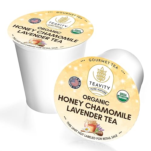 Miniatura 8 de Teavity - Cápsulas de té orgánico de manzanilla y lavanda para Keurig, té de hierbas descafeinado para tazas Keurig K, manzanilla y lavanda con miel