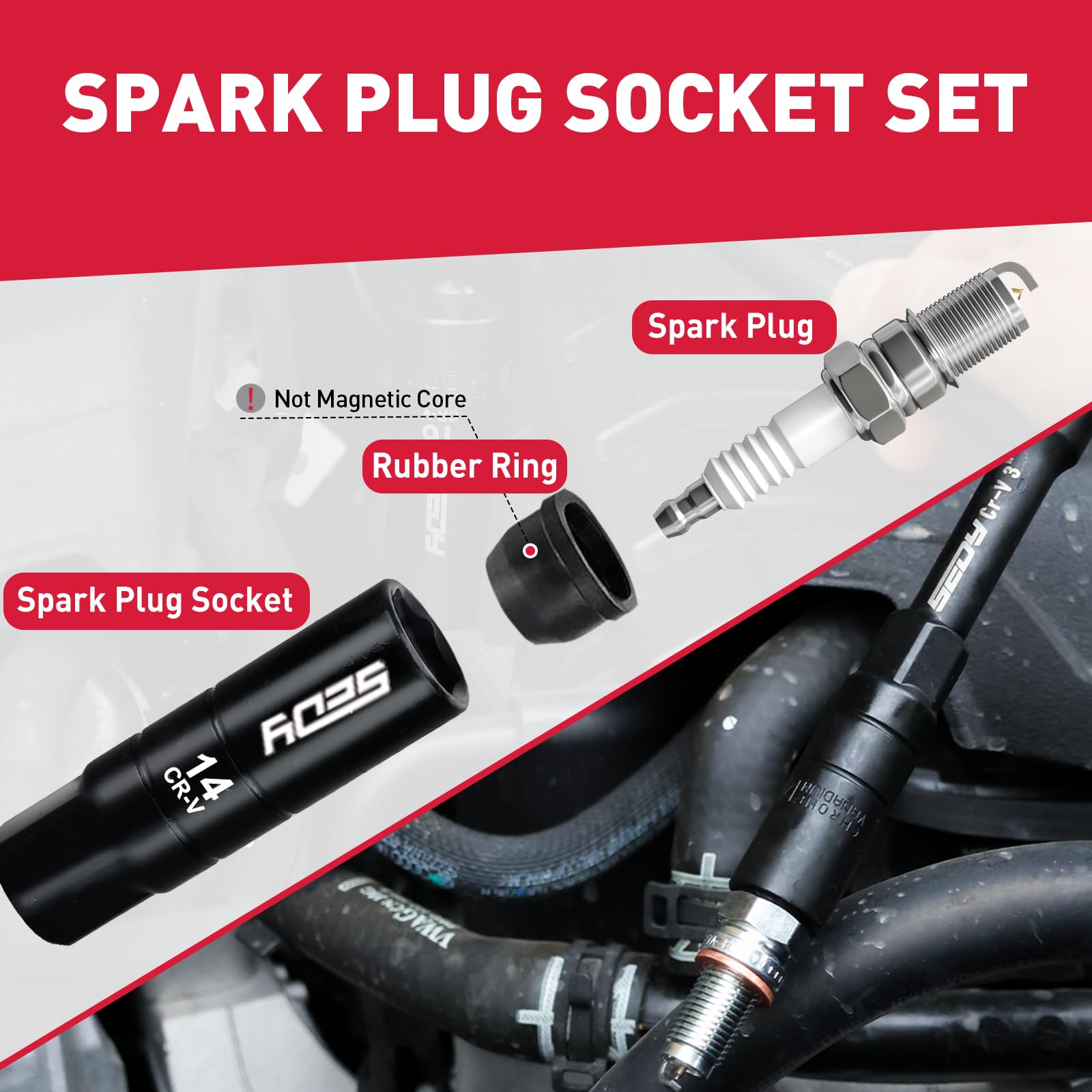 96-Piece 3/8" Drive Impact Socket Wrench and Bit Set, SAE 5/16”-3/4” & Metric 8-22mm, Cr-V Standard & Deep Sockets, Power Bits, Ratchet Handle, Universal Joint, Bit Holder, Adapters, Spark Plug Socket