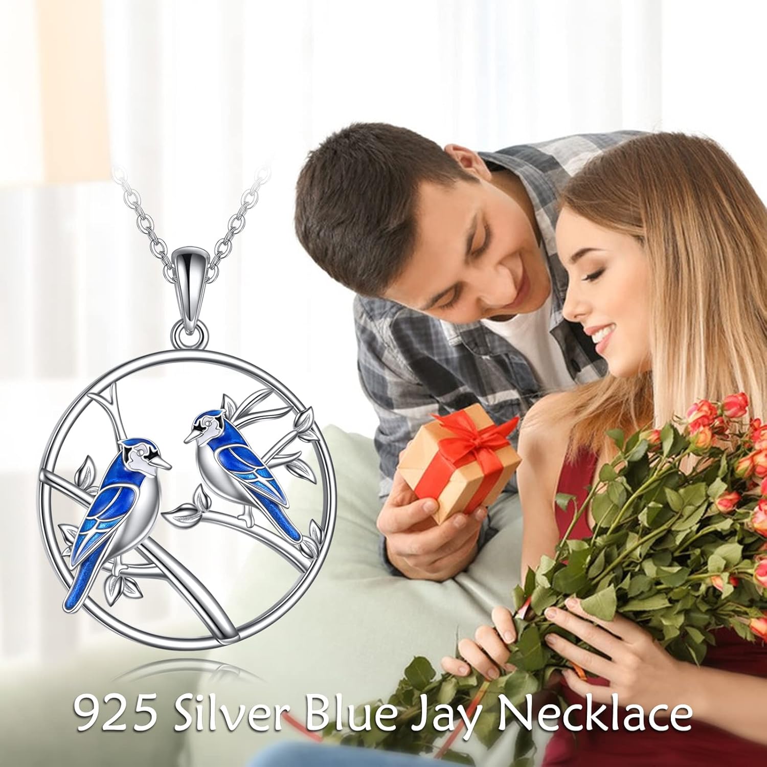 ONEFINITY Bird Love Necklace 925 Sterling Silver Blue Jay Hummingbird Red Cardinal Pendant Necklaces Bird Jewelry for Women Gifts - Image 5