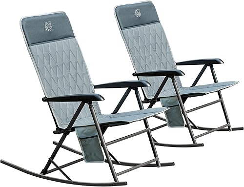 Miniatura 12 de Timber Ridge 3-Level Adjustable Rocking Camping Chair, Ergonomic Padded High Back, Supports 300 LBS, Stable Anti-Tip Rocker, Hard Armrests for Easy