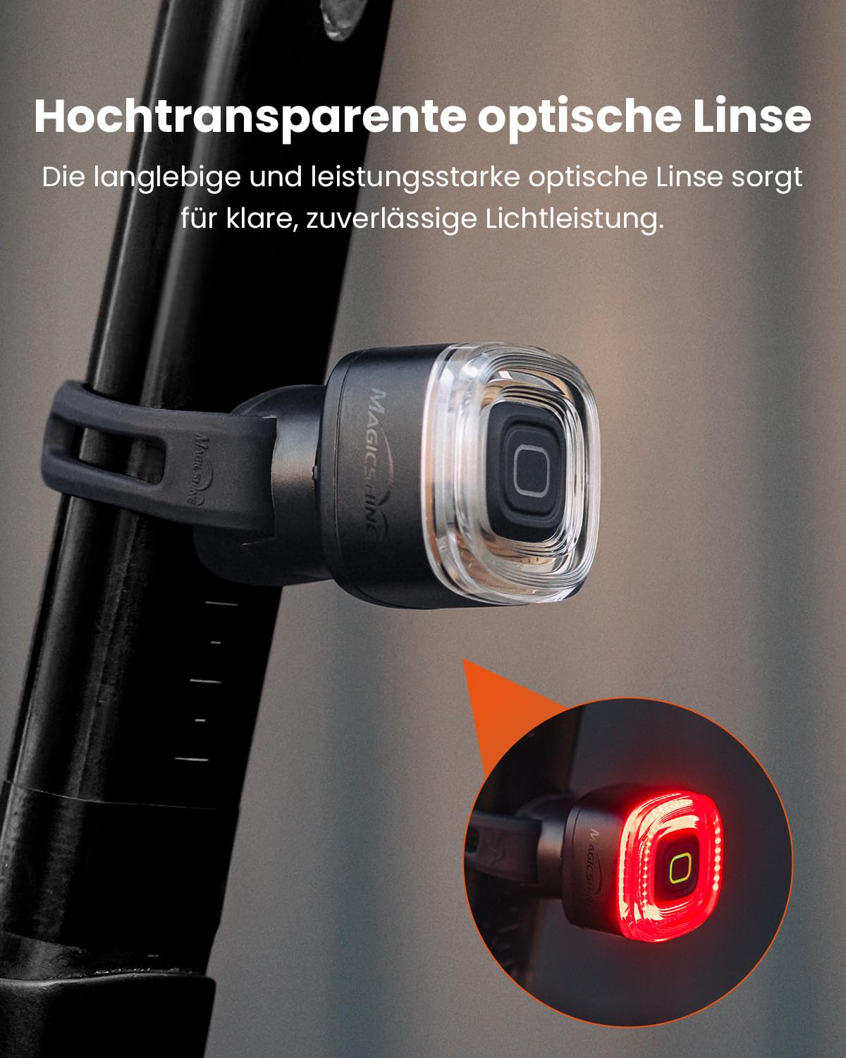 Magicshine Fahrrad Rücklicht LED I Aufladbar I StVZO zugelassen I Rücklicht Fahrrad, Rücklicht Ebike, Fahrradlicht hinten, LED Fahrradrücklicht mit 7,5 Stunden Akku