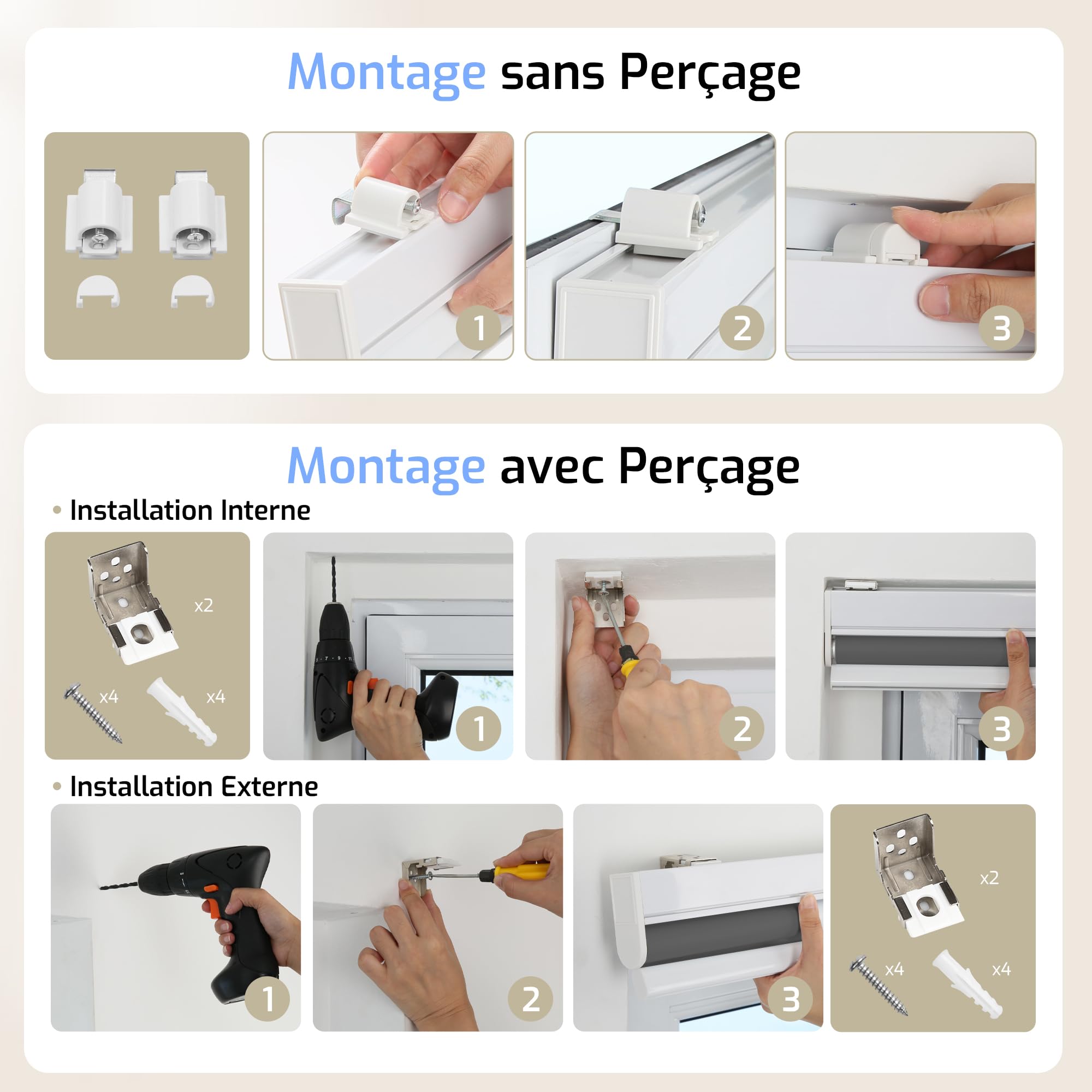 Grandekor Store Enrouleur Occultant sans Perçage Électrique Rechargeable, 70l x 120L cm Gris Foncé,Isolation Thermique, Moteur & Télécommande, Batterie Lithium, Opaque