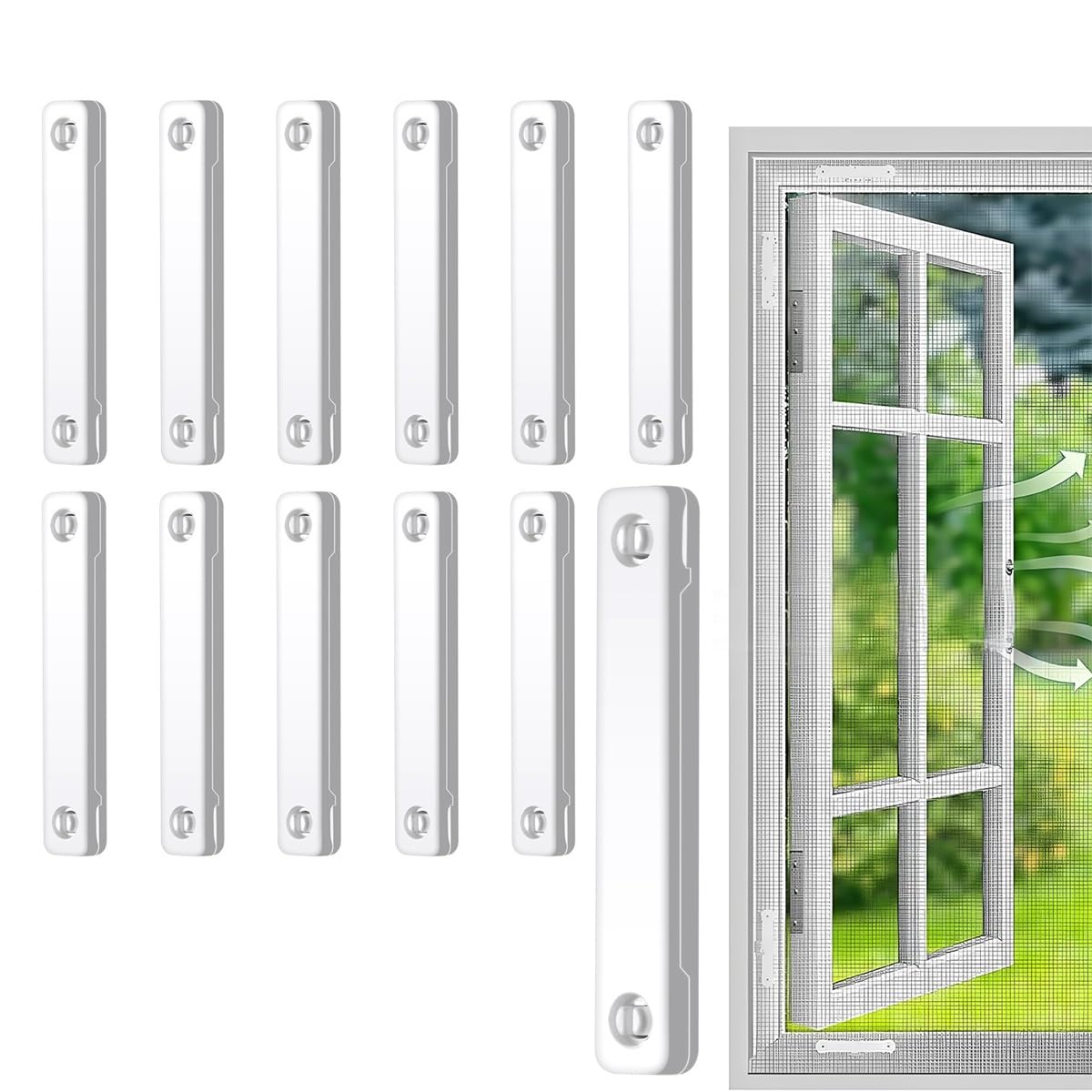 Fryskyo One Color Magnetic Strips For Fly Screen, Punch Free Universal Fixing Clips, For Fly Screen Window Insect Screen, Prevent Falling Out, White
