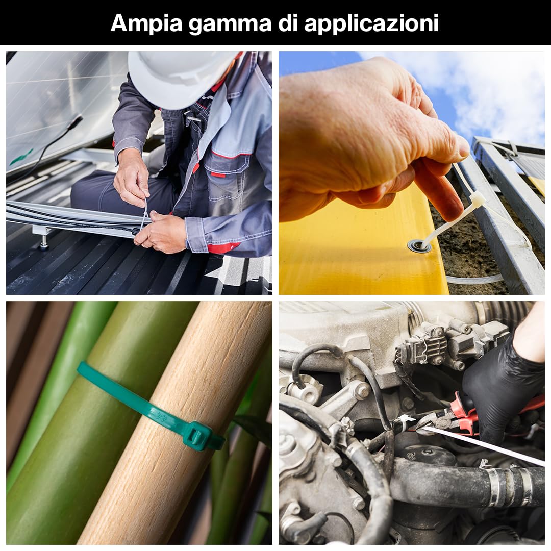 100 Fascette Elettricista Nere ERKO - 2,5x200mm, Resistente UV, Poliammide 66, Per Interno/Esterno - Foto 10