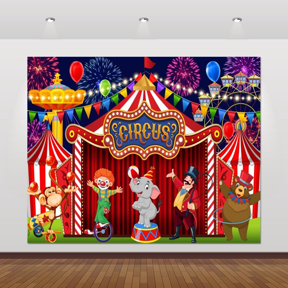 ChloropLastid Circus Carnival Backdrop 8x6ft Circus Theme Party Backdrop for Photoshoot Carnival Photo Booth Backdrop Welcome to The Carnival Banner