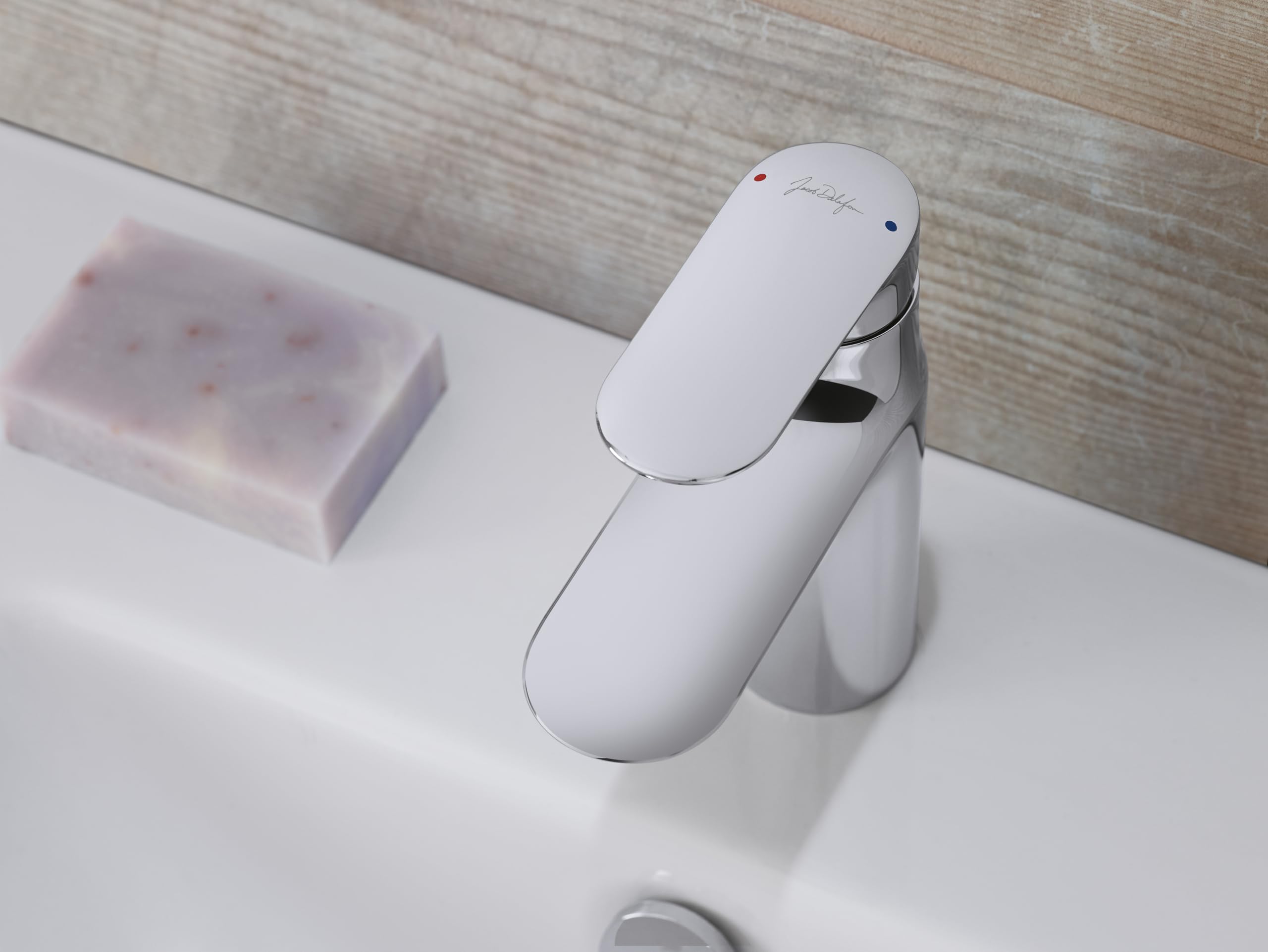 Jacob Delafon Mitigeur Lavabo Kumin, avec Flexibles, Chrome | Cartouche céramique. Certifié NF. Débit 5L/min. Bec 9,3cm