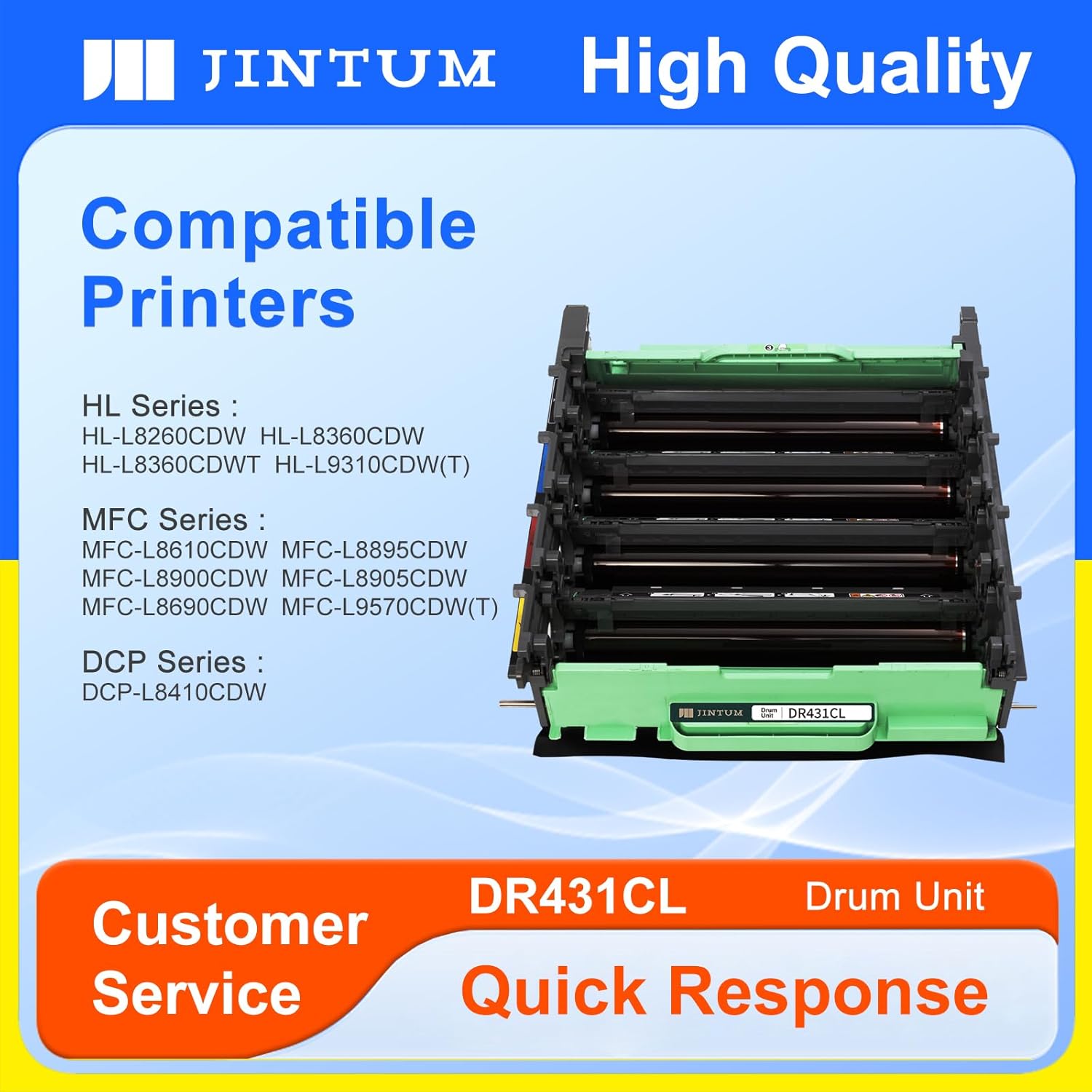 JINTUM DR431CL Drum Unit Compatible with Brother DR431CL Drum Unit Replacement for Brother MFC-L8900CDW HL-L8260CDW HL-L8360CDW MFC-L8610CDW Printer (1 Pack)