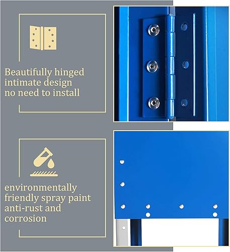Miniatura 4 de Greenvelly Armario de almacenamiento para empleados, oficina, armario de gimnasio de metal con 3 puertas, armario de acero azul para la escuela,