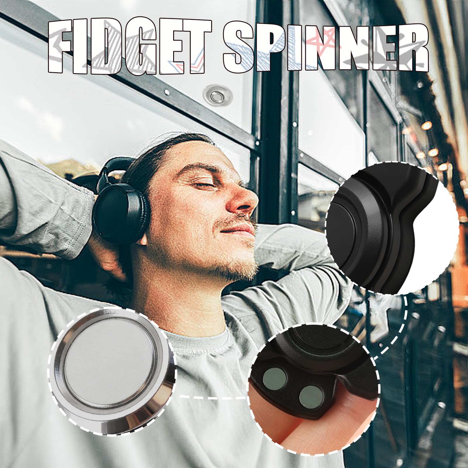 2 PCS Adult Fidget Toys Adult Fidget Spinners 3-In-1 Fidgets Rotate Press Slide Spinner Toys for Bedrooms Offices Adhd Fidget Toys Adults For Use by Those Aged 15 and Above - Image 3