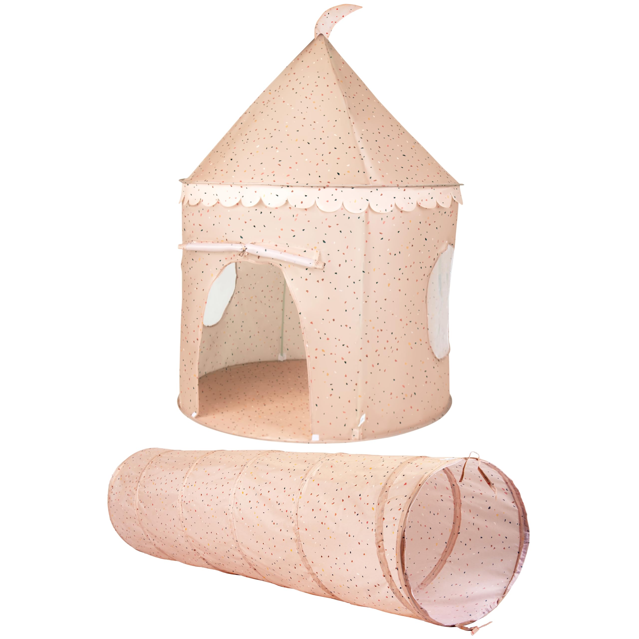 Relsy Kids Pop Up Play Tent And Tunnel, Indoor/Outdoor Childs Playhouse Alabama Clay Terrazzo Style