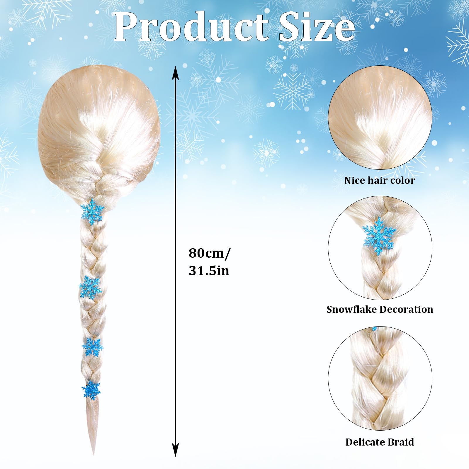Parrucca per Frozen – Principessa Elsa Bionda per Bambina – Cosplay Rapunzel Carnevale Halloween gioco di ruolo