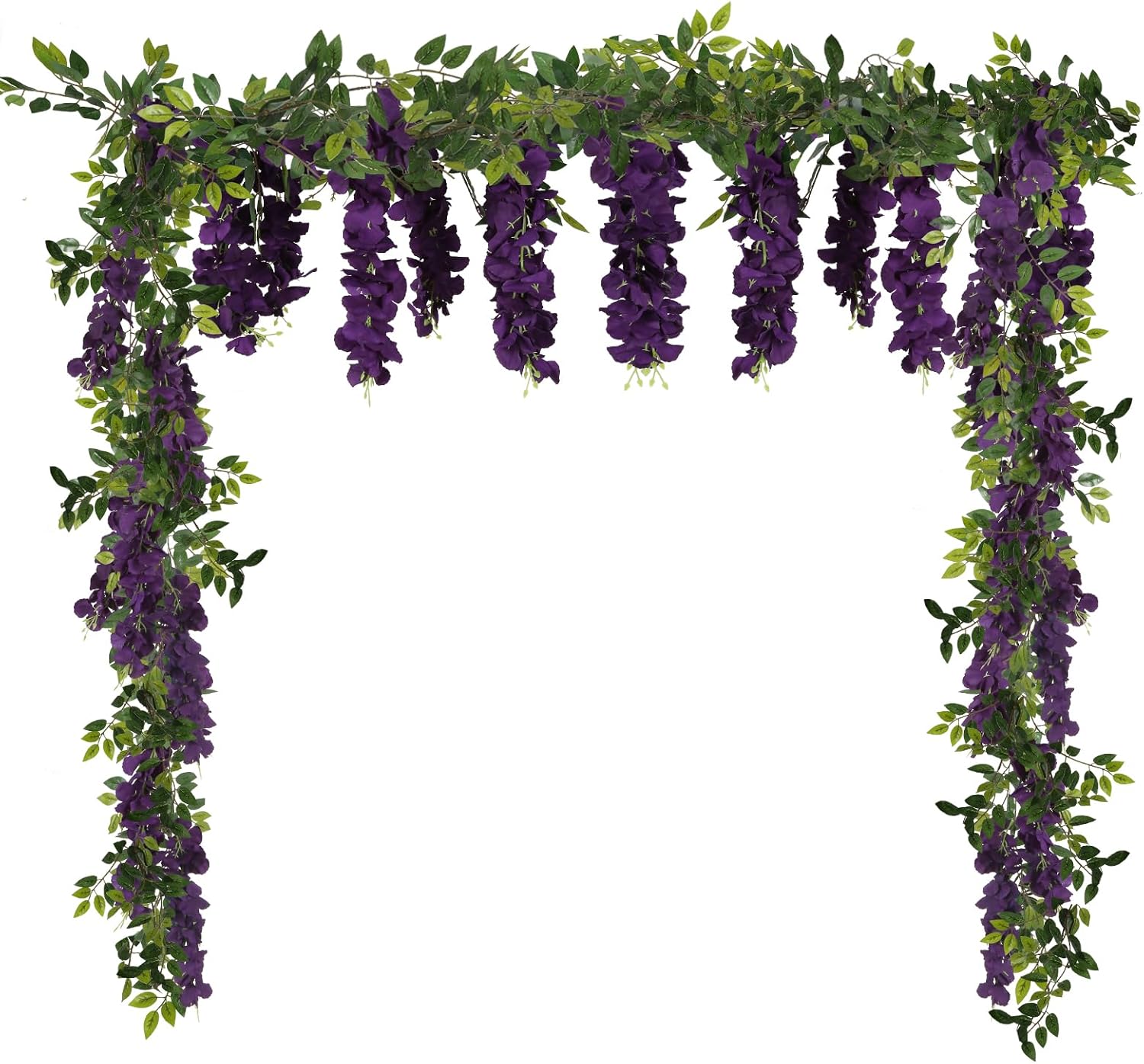 Purple Wisteria Garland Artificial Flowers 2PCS 5.91FT/Peice Fake Wisteria Dark Purple Artificial Wisteria Vine Rattan Silk Hanging Flowers for Wedding Arch Garden Floral Decor (Dark Purple)