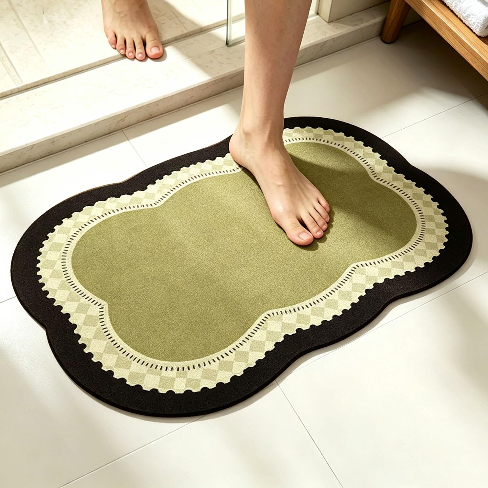 Tappetino Doccia ad Asciugatura Rapida, Morbido e Assorbente, Tappeto d'ingresso Lavabile Antiscivolo per Cucina, Bagno, Vasca e Doccia, Accessori per la Decorazione della casa (40x60 cm)