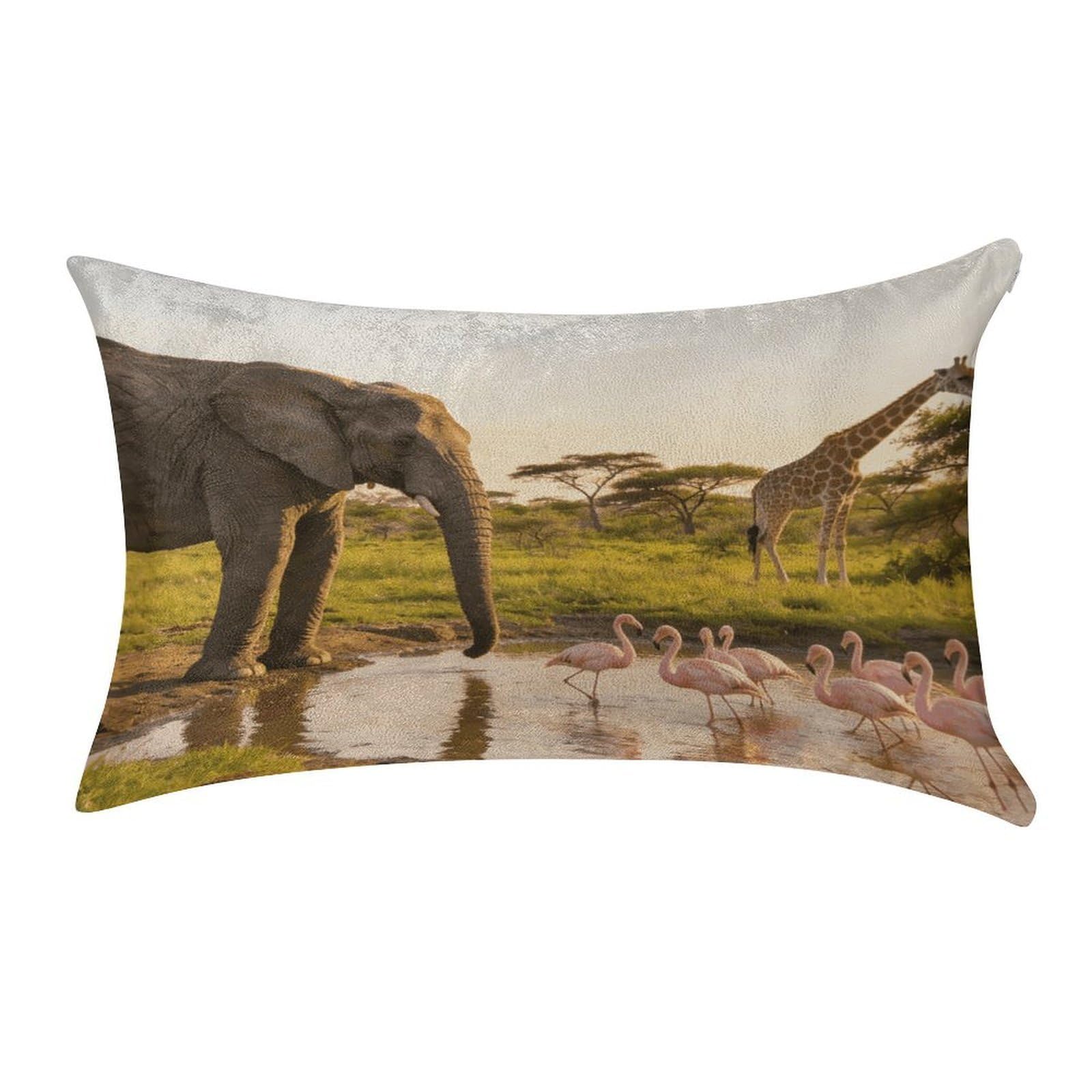 Fodpand Style Elephant, Flamingo, Giraffe Pillowcase,Elegant Designed Home Decor,Velvet Pillowcase,Soft And Cozy,Pillow Case Cover With Hidden Zipper For Bedroom, Sofa, Couch