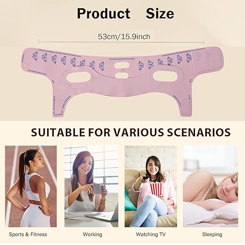 Miniatura 7 de MASIKA Correa de barbilla para dormir, correa de mandíbula, moldeador de mandíbula, máscara de línea en V, máscara facial en forma de V, ejercitador