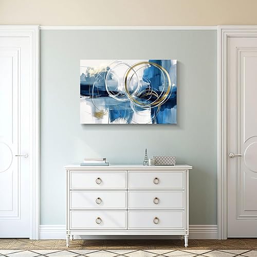 Miniatura 676 de Lienzo artístico para pared, pinturas de arte abstracto, fantasía azul, grafiti colorido sobre fondo blanco; decoración artística moderna para sala