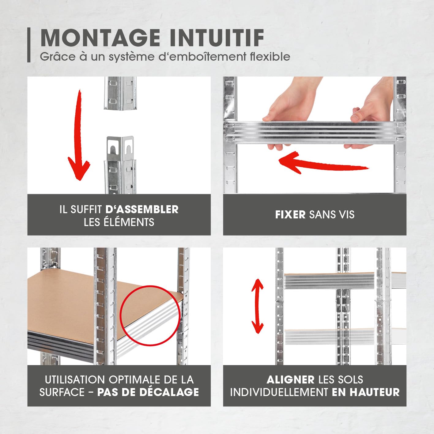 EASYmaxx Étagère pour Charges Lourdes 40 x 40 x 180 cm | Charge Maximale 875 kg et 175 kg par Niveau | Établi avec 5 Étagères Réglables | pour Cave, Garage, Salle