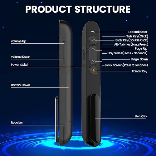 Miniatura 7 de Clicker de presentación para presentaciones de PowerPoint, 2.4GHz USB Wireless Presenter PowerPoint Clicker para MacKeynoteComputadoraLaptop-Plug &