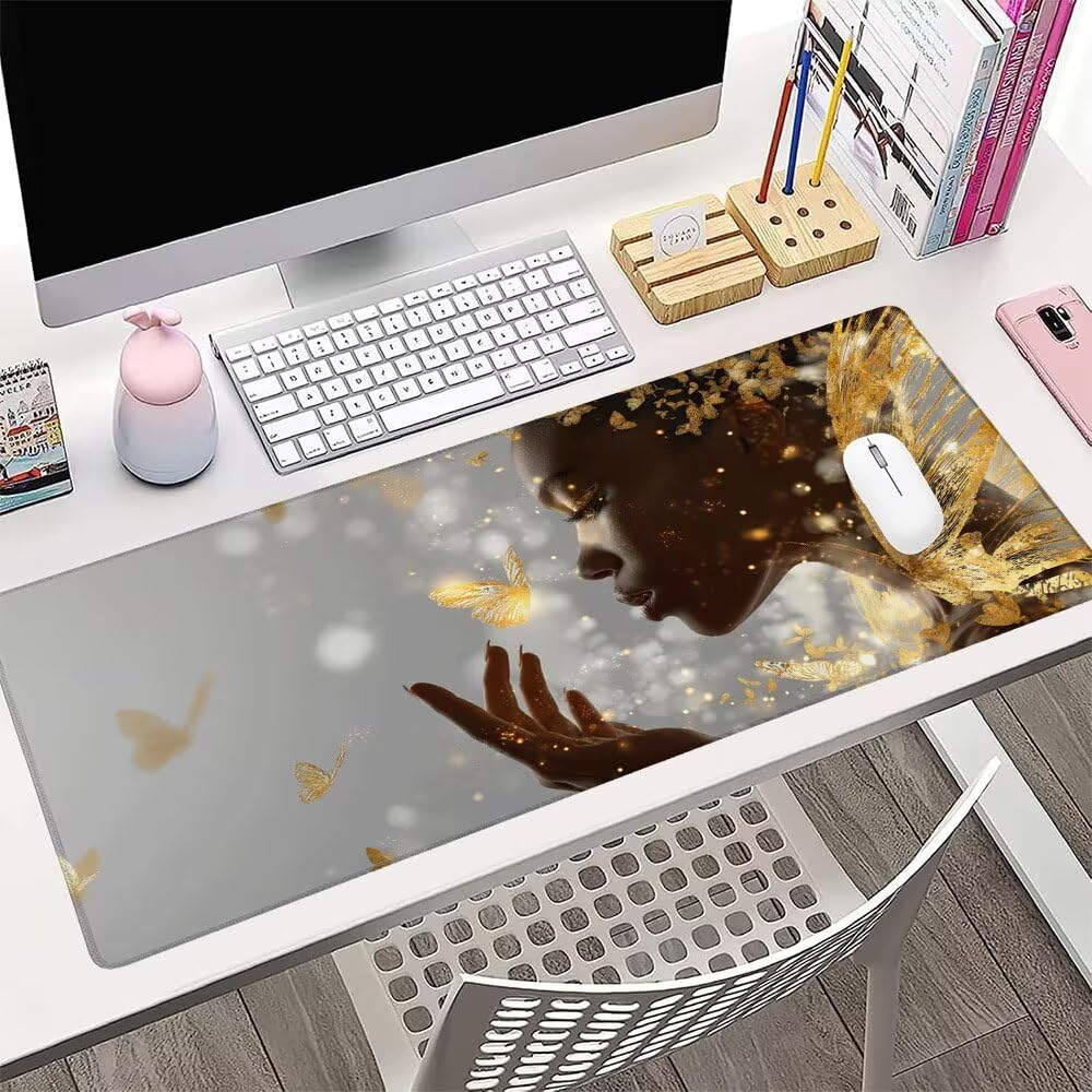 Tappetino Mouse Gaming xxl Accessori Scrivania Ufficio Grigio Farfalla Grande Tappetino Mouse e Tastiera Sottomano da Scrivania 1200x600x3mm Base Antiscivolo, per PC Gamer Laptop Studio Casa d-661