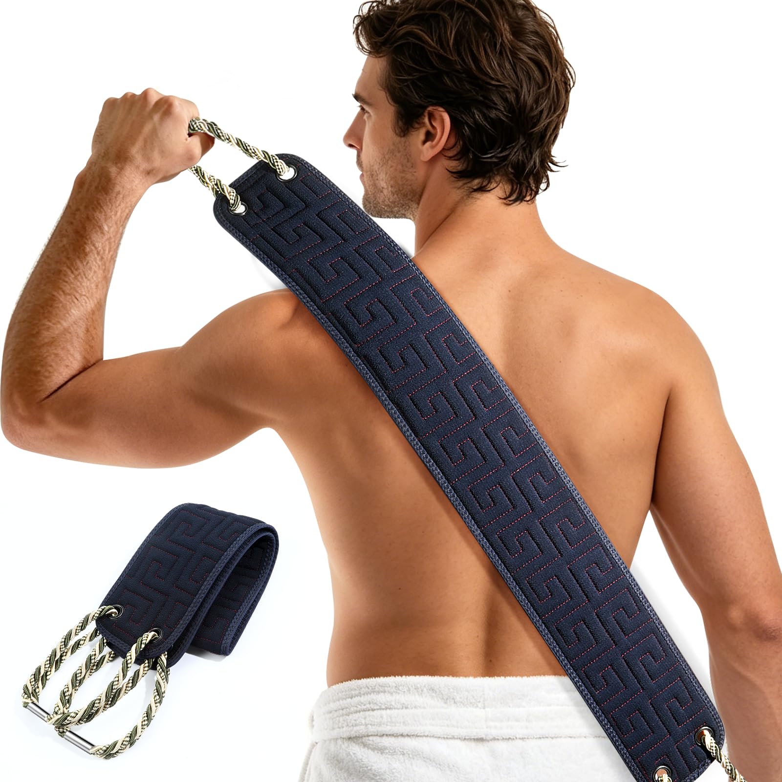 Exfoliating Back Scrub for Shower, Exfoliating Back Cloth on Both Sides with Handles for Shower Use, 38 Inch Body Exfoliating Tool for Body Cleansing-image-39