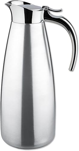VA-9345K 1 Litre 18/8 Stainless Steel Tableline Double-Walled Straight Shape Vacuum Pot with Flap Lid...
