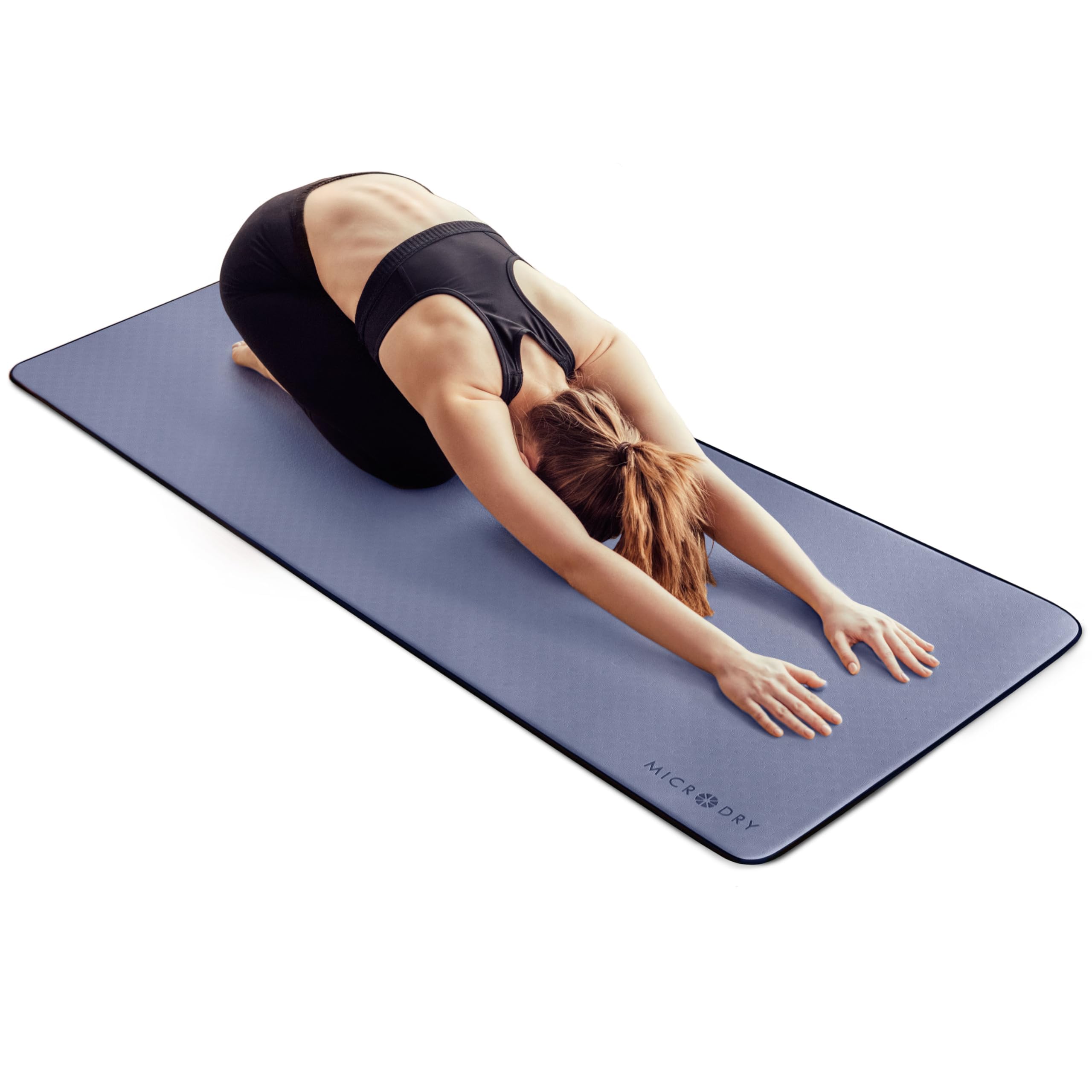 microdry deluxe fitness exercise yoga mat for home & gym, extra thick for high impact training, multi layered skid resistant surface, odor neutralizing with carrying strap