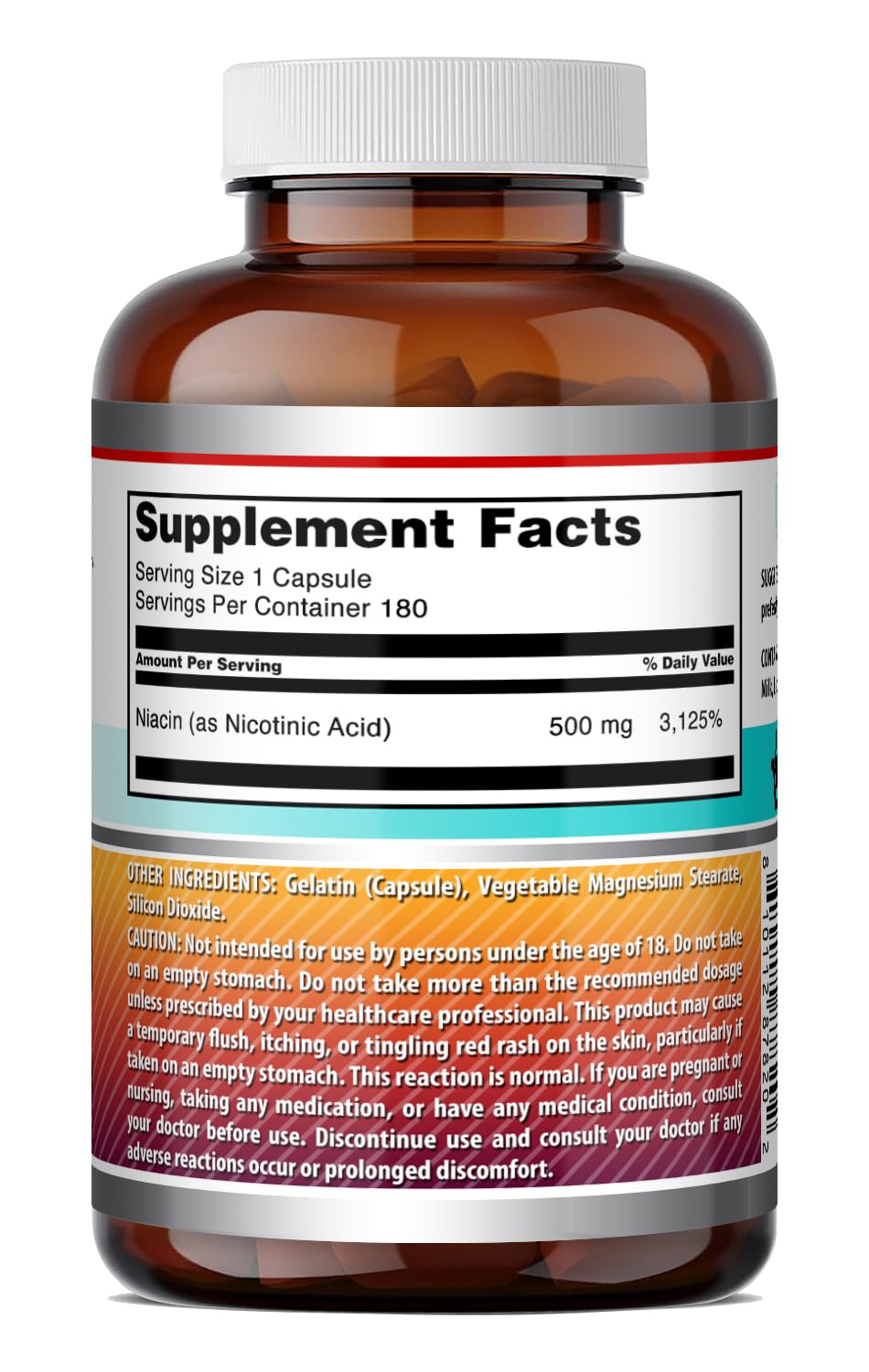 Amazing Formulas Niacin Supplement | 500 Mg Per Serving | 180 Capsules | Gluten-Free | Made in USA — Amazon image 4