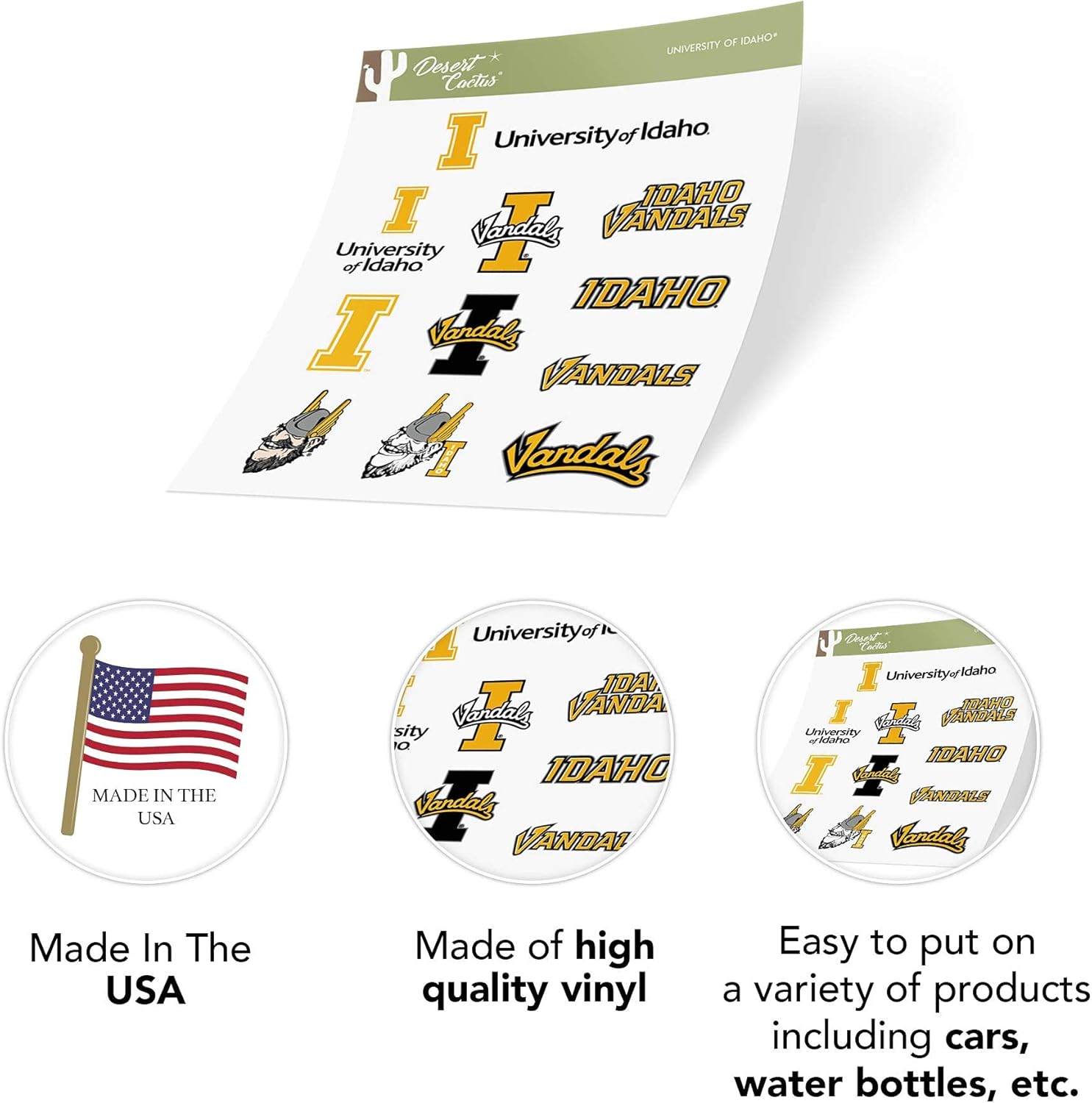 Desert Cactus University of Idaho Sticker Vandals U of I Sticker Vinyl Decals Laptop Water Bottle Car Scrapbook Sheet T2 (Type 2) - Image 5