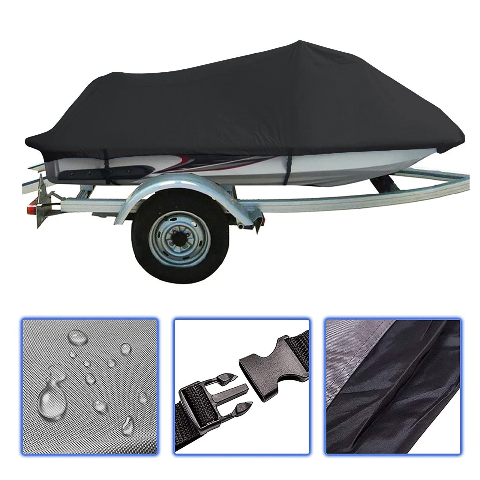 LDIW Housse Jet Ski Bateau Jet Ski Housse Imperméable Durable Anti Poussière Résistants Aux UV Bateau À Moteur Housse De Protection Tous Temps,Noir