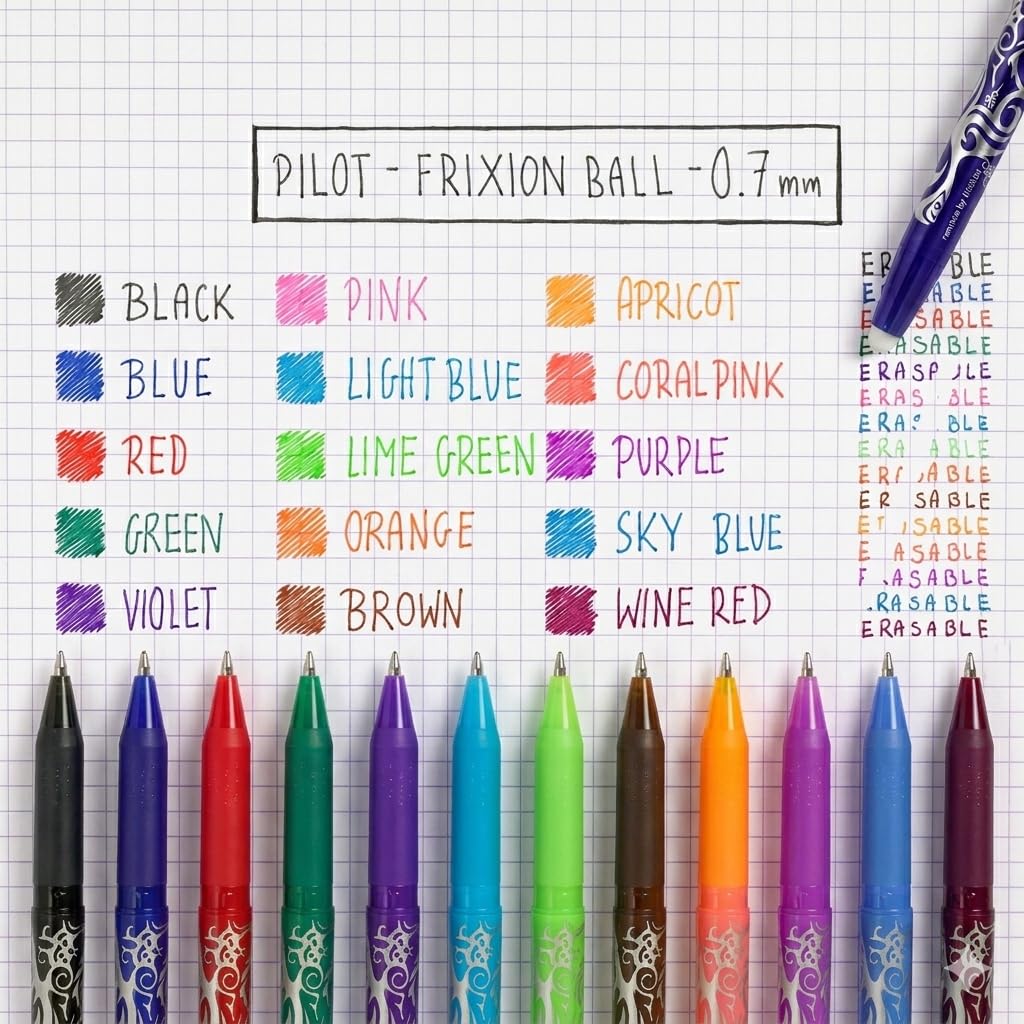 PILOT Frixion Ball Penna Cancellabile Termosensibile Blu Tratto Medio 5 Pezzi