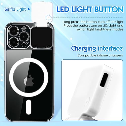Miniatura 6 de Funda magnética con luz LED para selfie para iPhone 13 Pro Max, recargable, portátil, anillo de luz para selfie, maquillaje, Tiktok, transmisión en