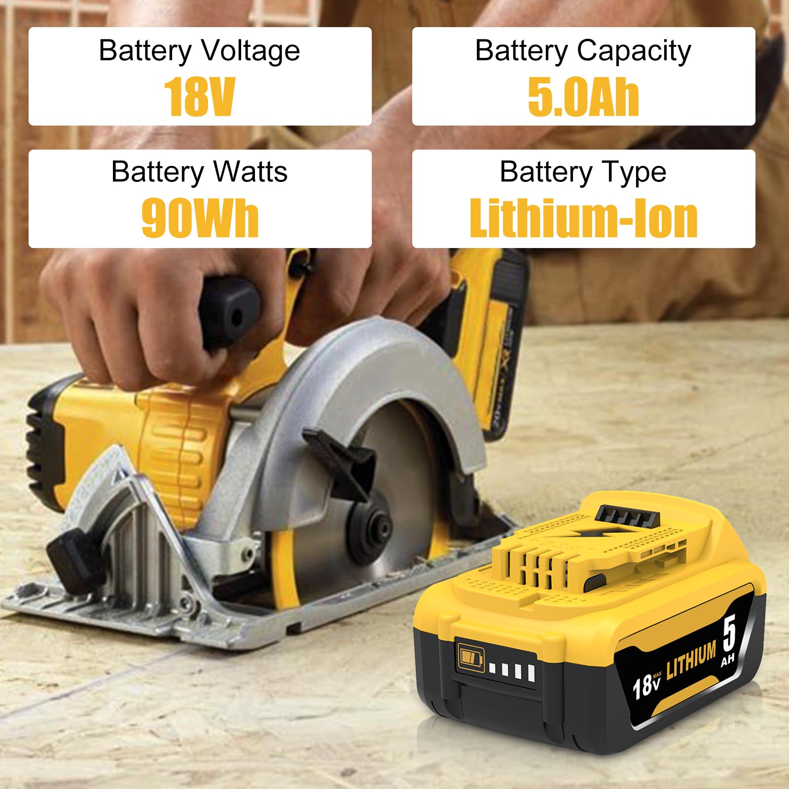 4pcs 5000mAh sostituzione per Dewalt batteria 18V DCB180 DCB181 DCB182 DCB184 DCB200 DCB201 DCB204 con indicatore LED