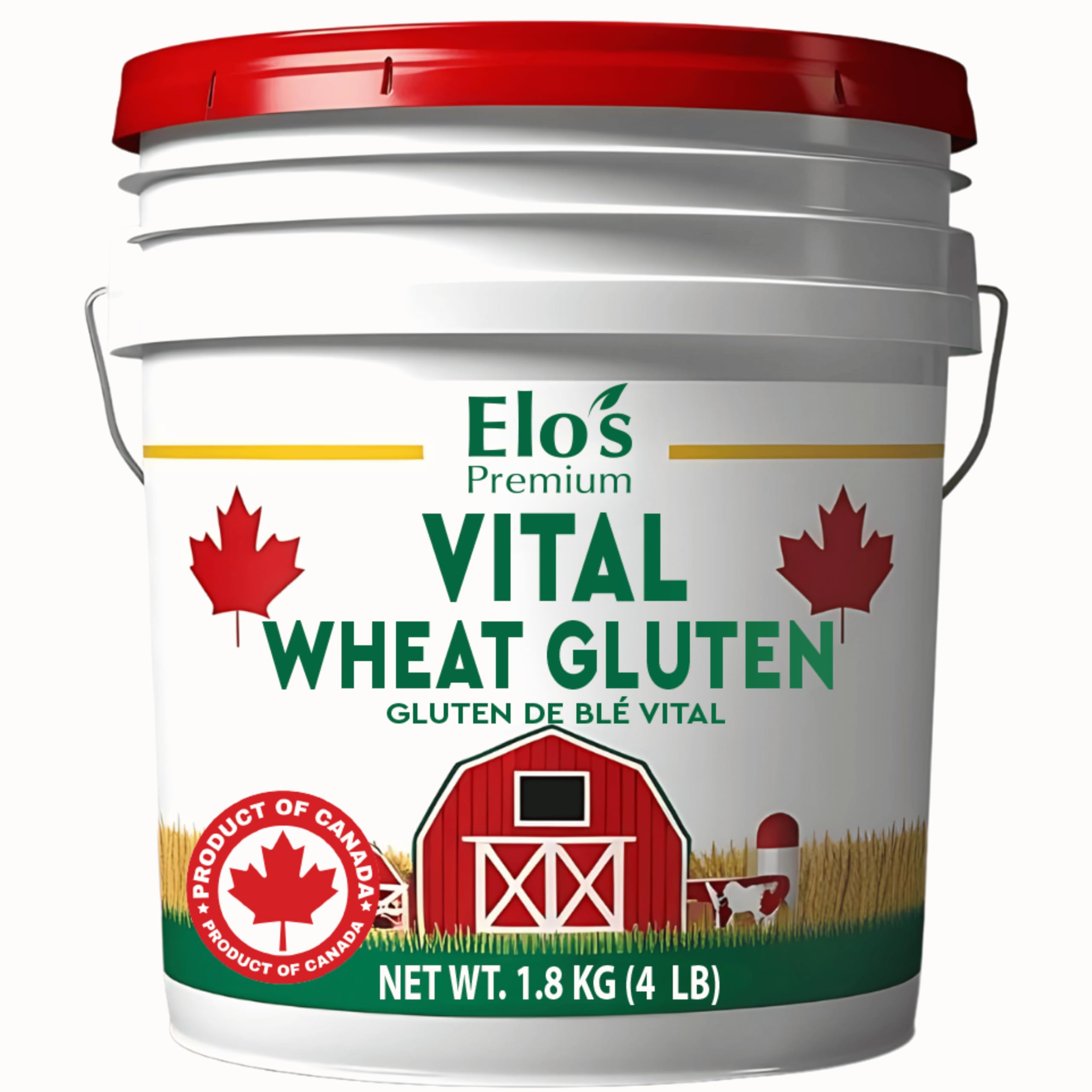 Elo’s Premium Vital Wheat Gluten (4 lb) | PRODUCT OF CANADA| Non-GMO, Vegan | Perfect for Keto and Kosher Friendly | 100% Grown in Canada | Vegetarian Meat Substitute for Baking | Low Carb Alternative to Make Seitan